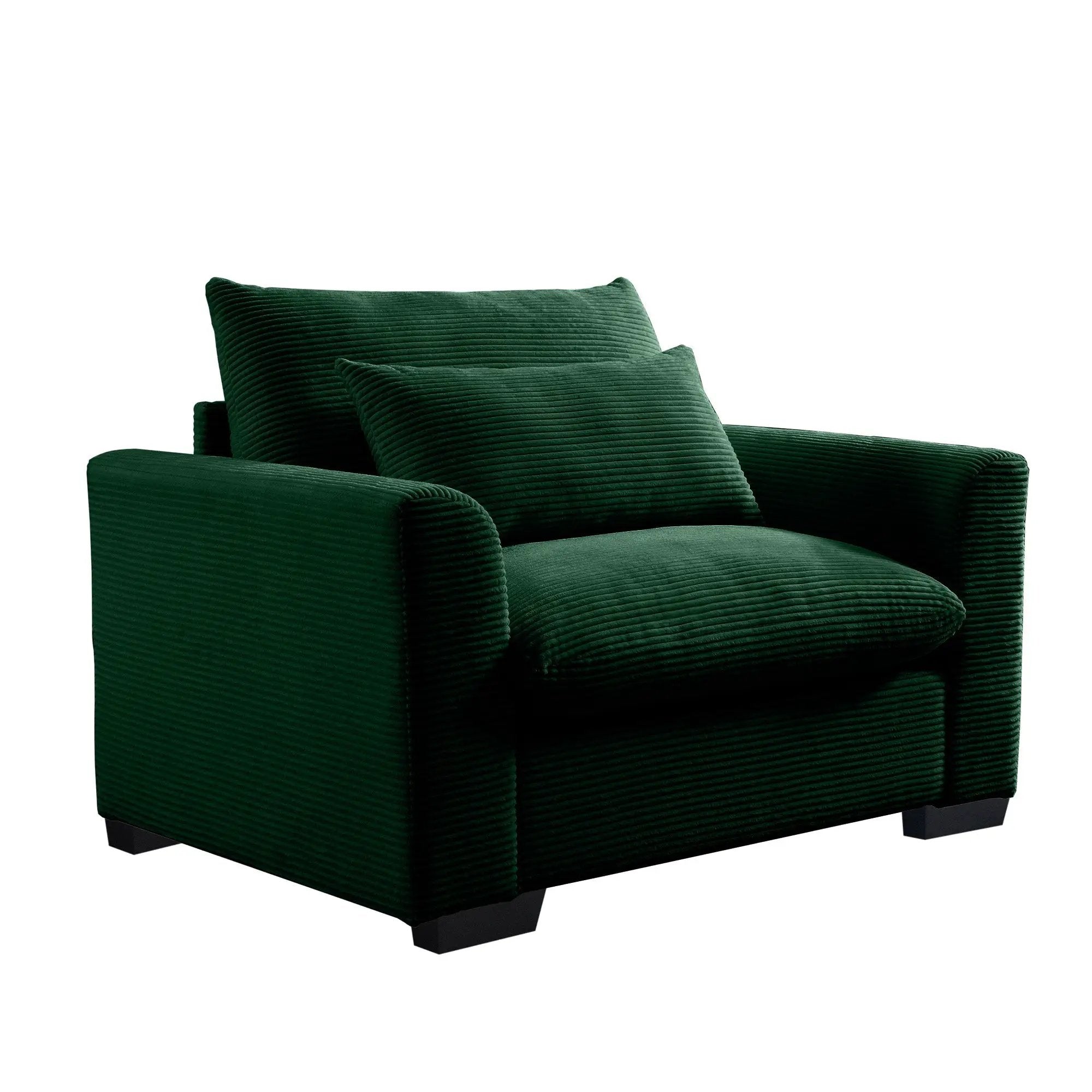 Green Corduroy Deep Seat Single Sofa Accent Chair by HouseOfZazla