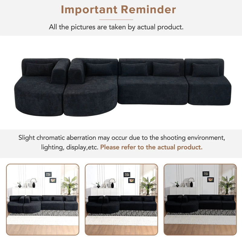 Upholstered Sofa Free Combined Sofa Couch With 2 Chaise Lounge And Five Back Pillows For Living Room by HouseOfZazla