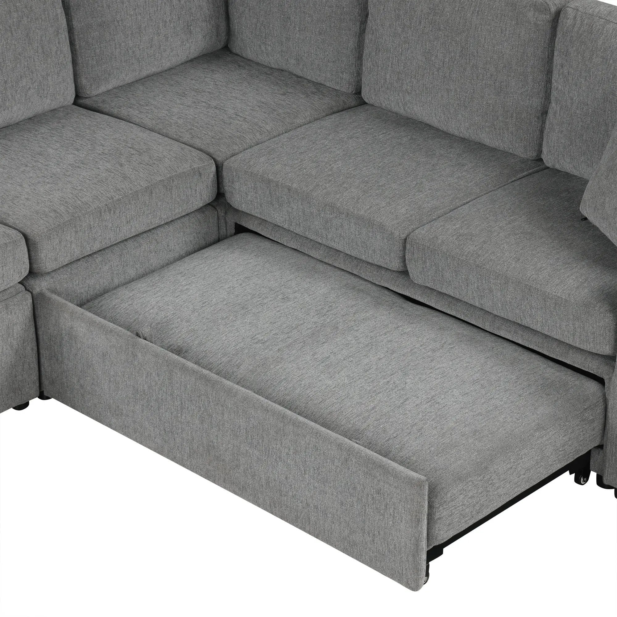 Sectional Sofa Convertible Pull-Out Sofa Bed With A Movable Storage Ottoman For Living Room by HouseOfZazla