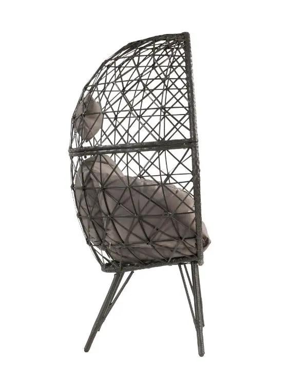 Aeven - Patio Lounge Chair - Light Gray Fabric & Black Wicker by Unique Piece Furniture