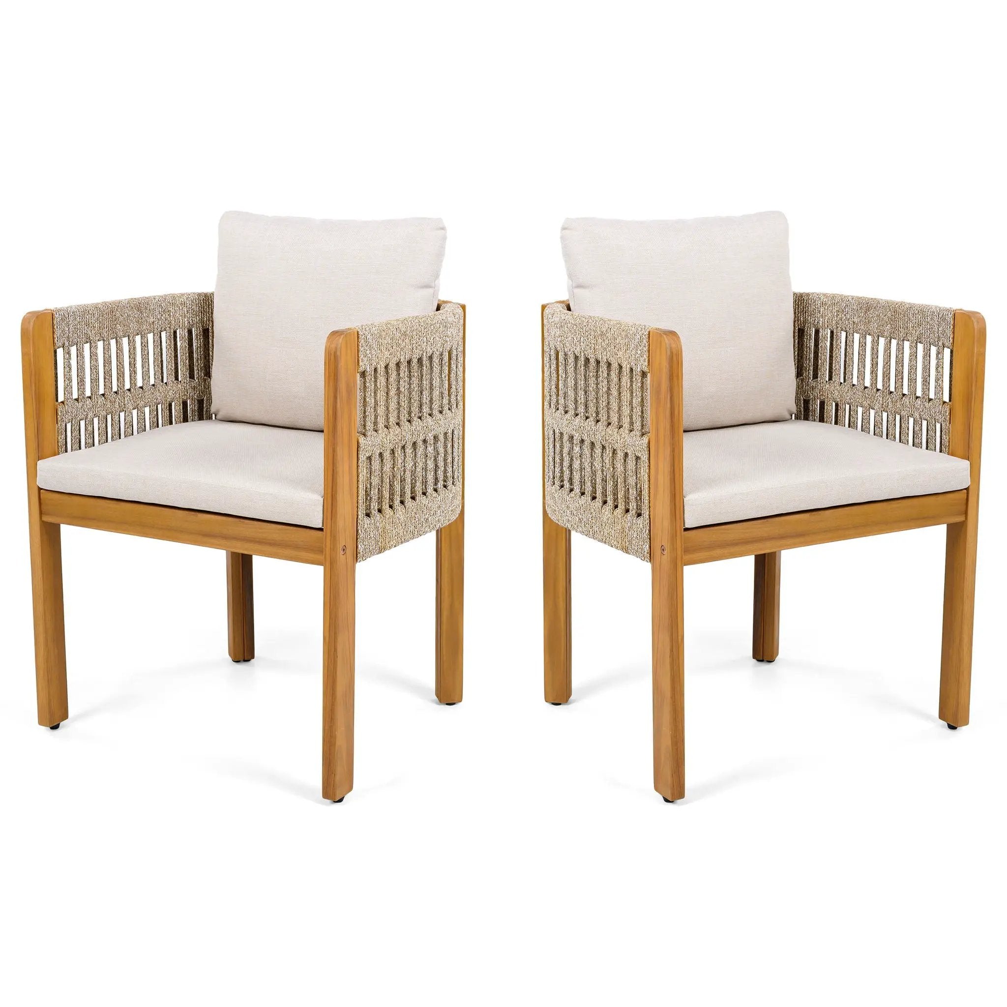 Outdoor Dining Chairs With Mix Rope Handles (Set of 2) by HouseOfZazla