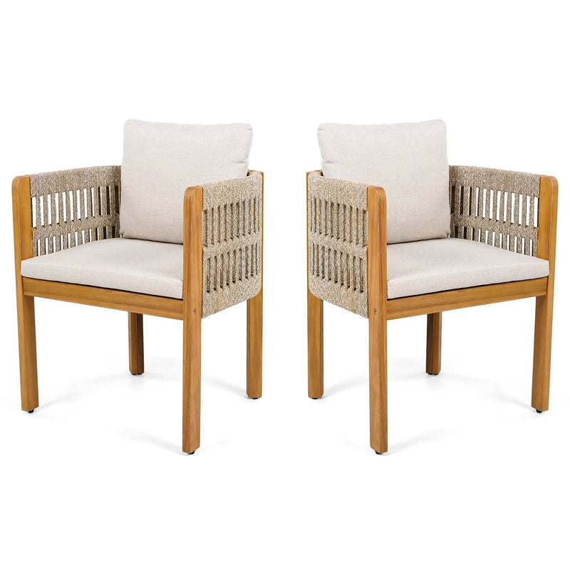 Outdoor Dining Chairs With Mix Rope Handles (Set of 2) by HouseOfZazla