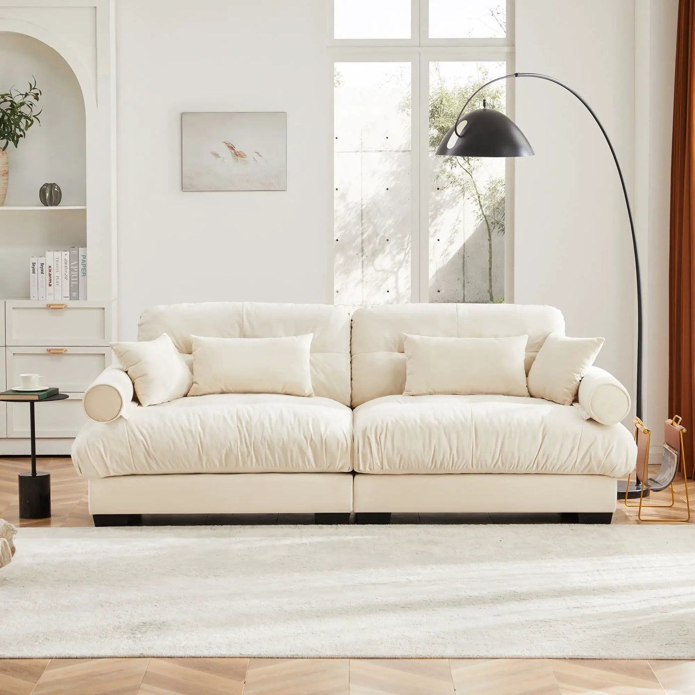 Modern Oversize Sofa With Cloud Like Comfort, Featuring Waist And Throw Pillows by Unique Piece Furniture
