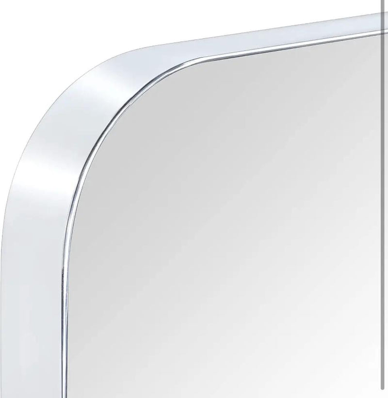 GRACTO 20x30 inch Chrome Stainless Steel Metal Framed Bathroom Mirror Wall Mounted Rounded Rectangular Bathroom Vanity Mirror by Selzalot