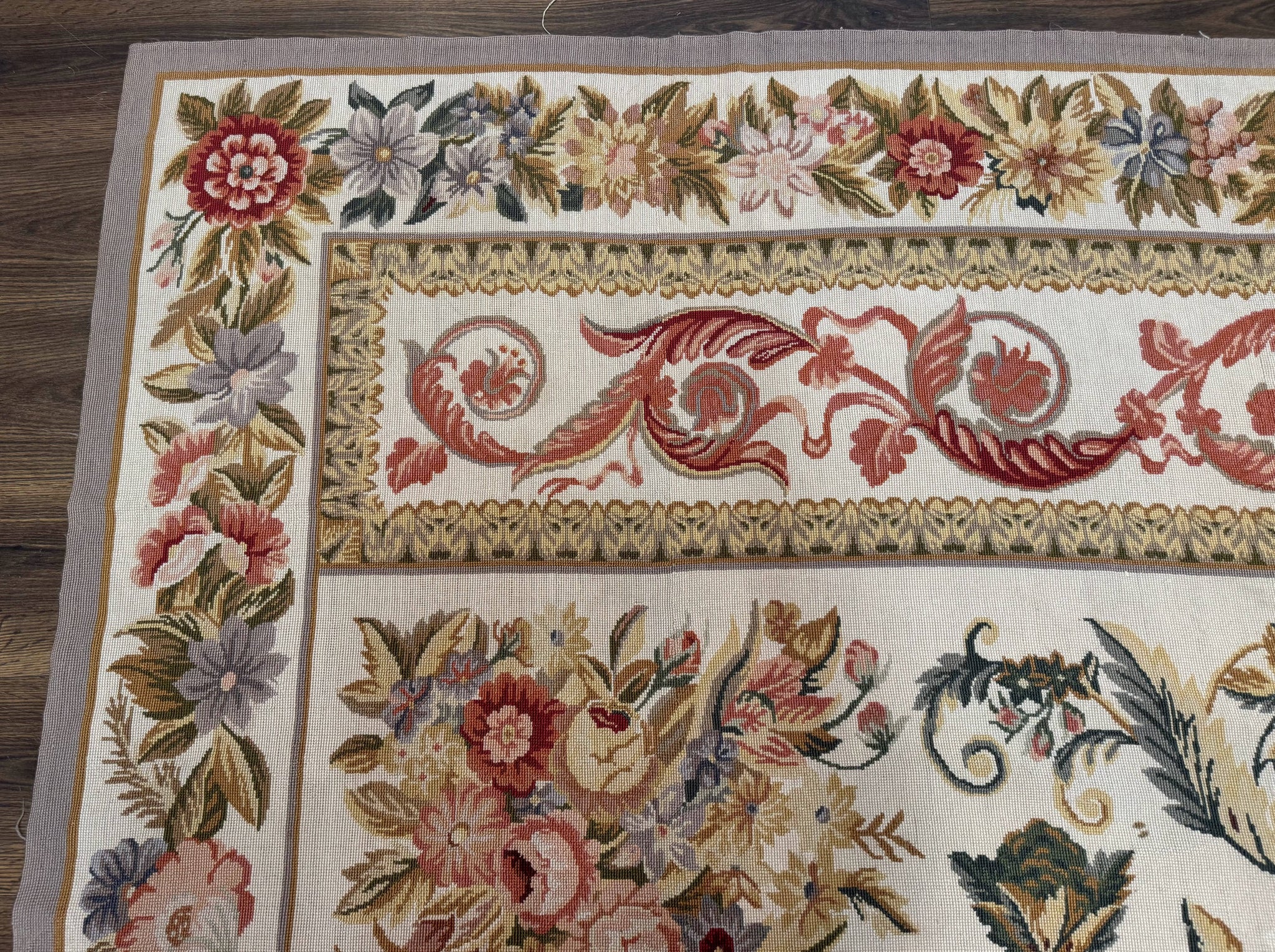 Aubusson Needlepoint Rug 10x14, Elegant European French Carpet, Vintage Carpet by Jewel Rugs