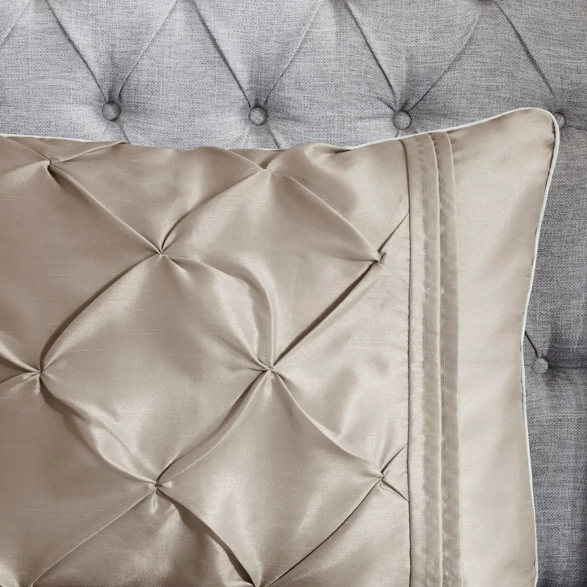 7 Piece Tufted Comforter Set Taupe King by HouseOfZazla