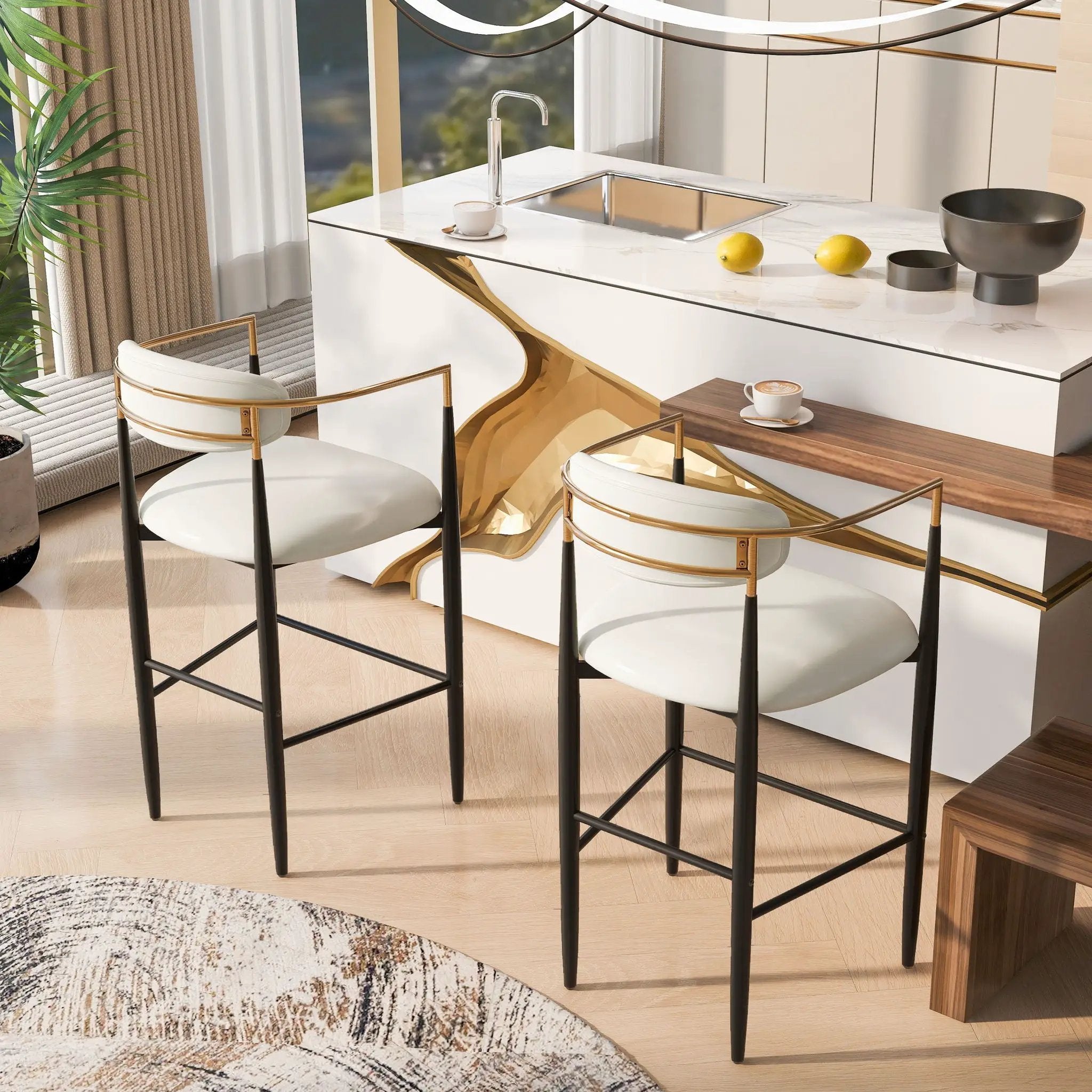 Upholstered Barstools With Back For Kitchen (Set of 2) by HouseOfZazla
