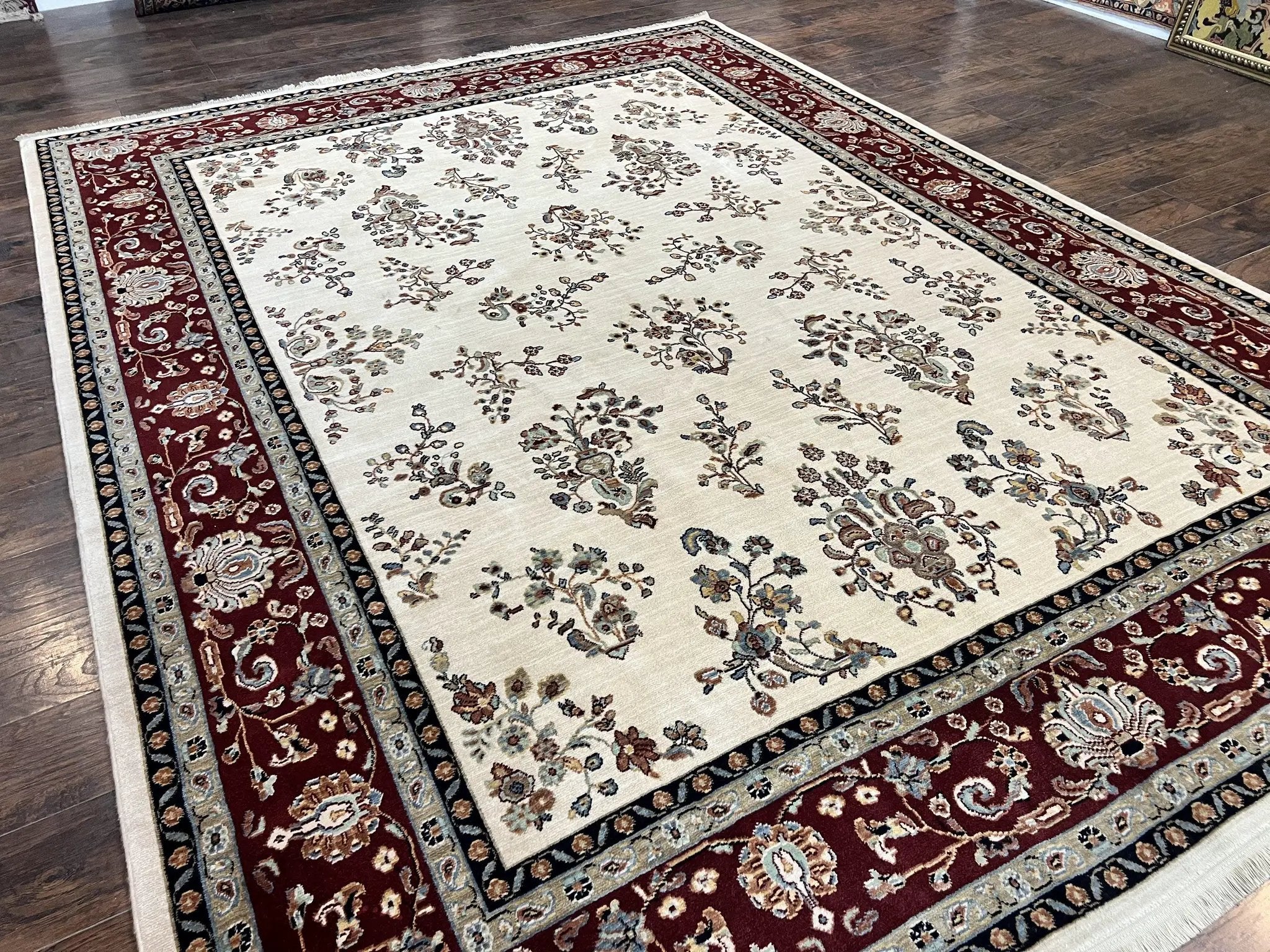 Karastan Rug 8.6 x 11.6, English Manor #2103, Ivory Floral Sarouk, Wool Karastan Carpet, Large Karastan Area Rug, Traditional Karastan Rug by Jewel Rugs