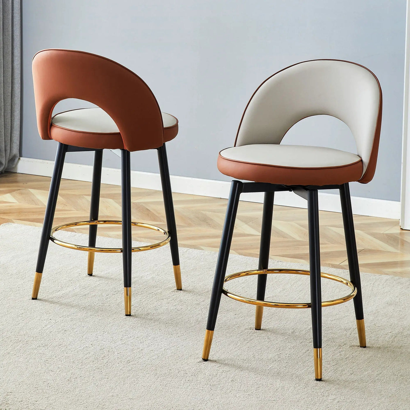 Upholstered Rotatable Bar Chair With Metal Legs For Dining Room by Unique Piece Furniture