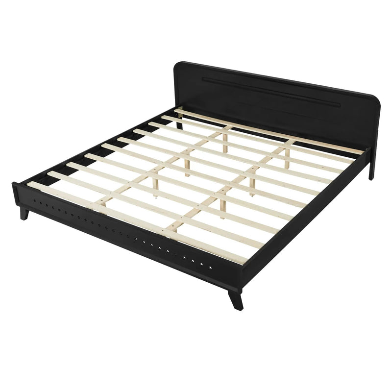 Pine Solid Wood King Size Bed, Solid and Stable, No Box Spring Needed by HouseOfZazla