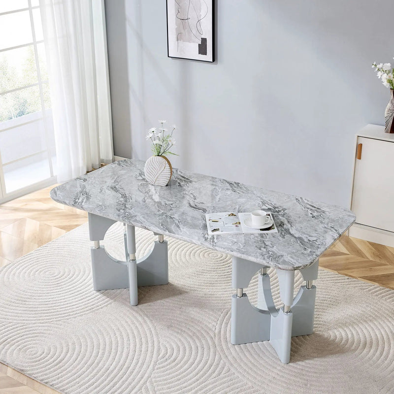 Modern Dining Table With Sleek Hollow-Out Frame And Accents by Unique Piece Furniture