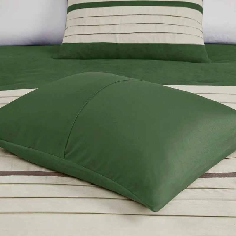 7 Pc Faux Suede Comforter Set Green Queen by HouseOfZazla