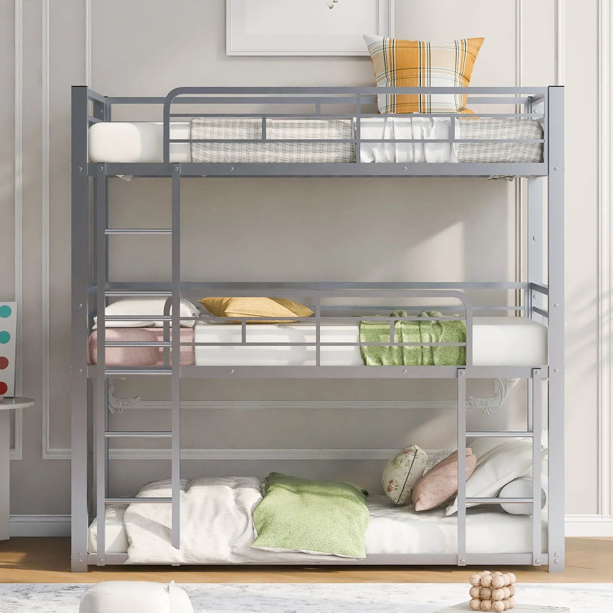 Triple Bunk Bed With Sturdy Construction And Space Saving Design by Unique Piece Furniture