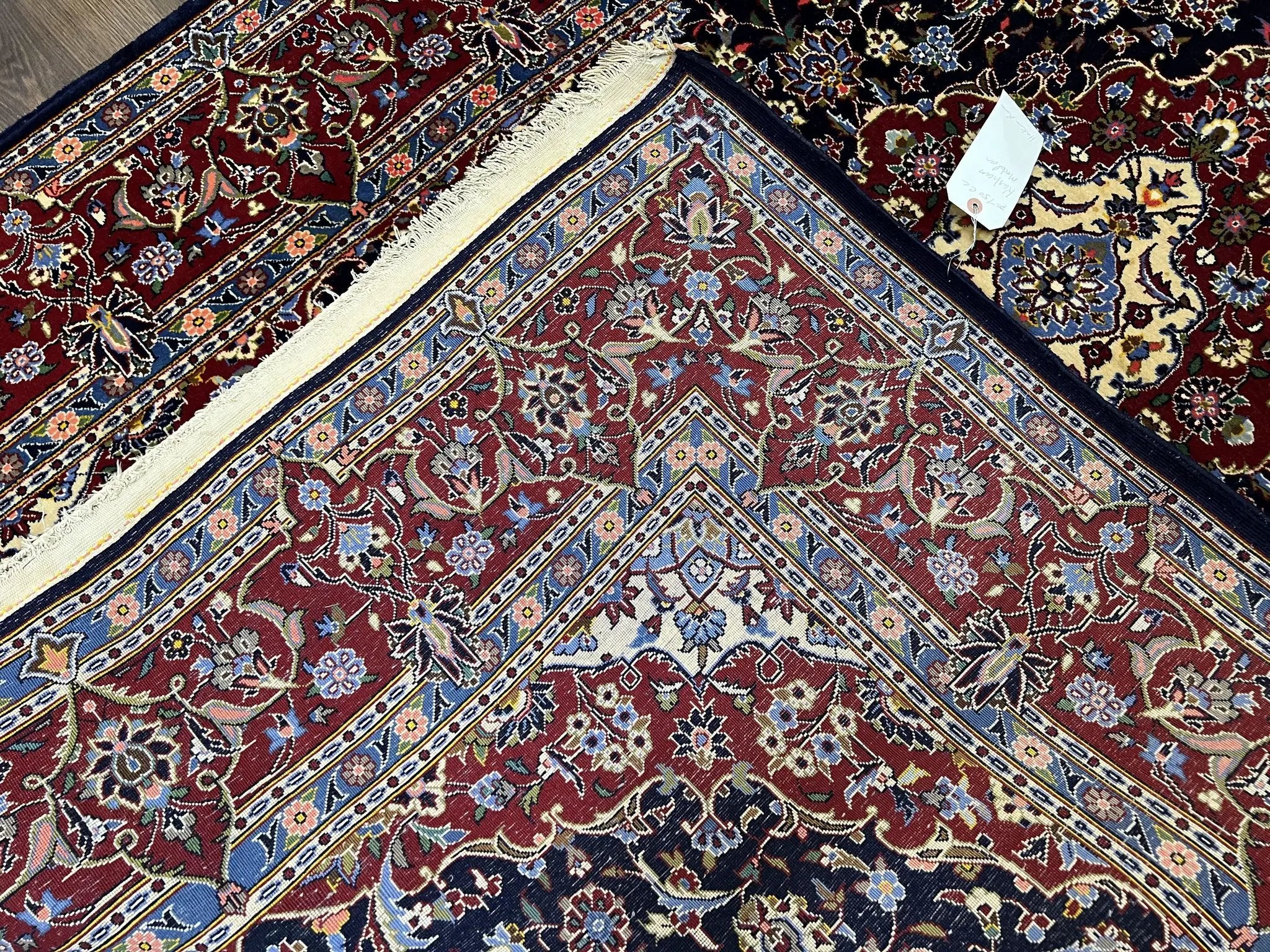 Dark Blue Persian Rug 5x8, Kork Wool Semi Antique Kashan Carpet, Very Fine Lachak Toranj Rug, Hand Knotted Floral Medallion Rug, 5 x 8 Oriental Rug by Jewel Rugs