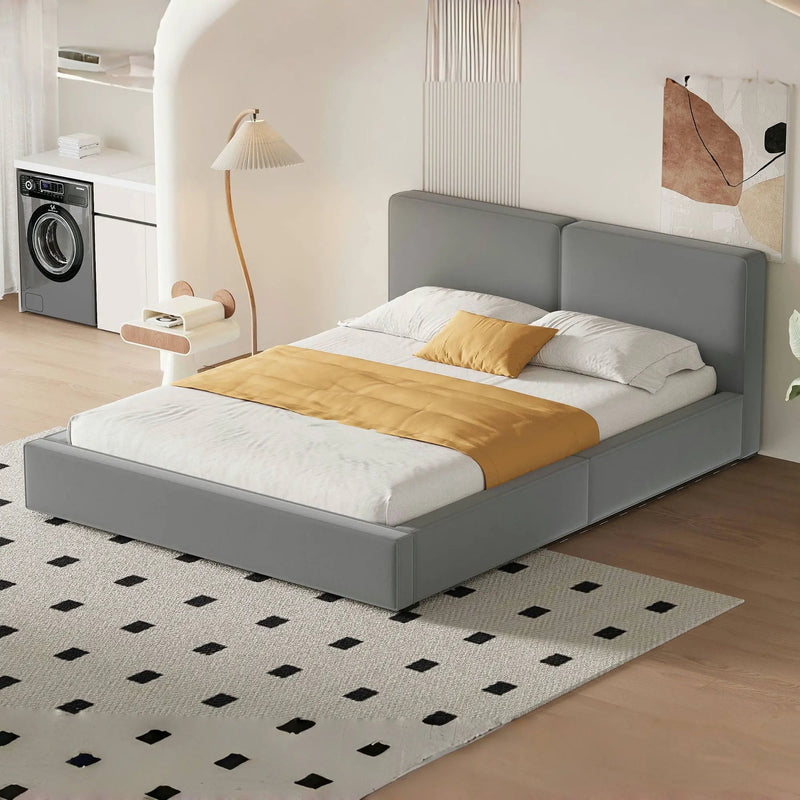 Upholstered Platform Bed, Grounded Bed With Solid Frame by HouseOfZazla