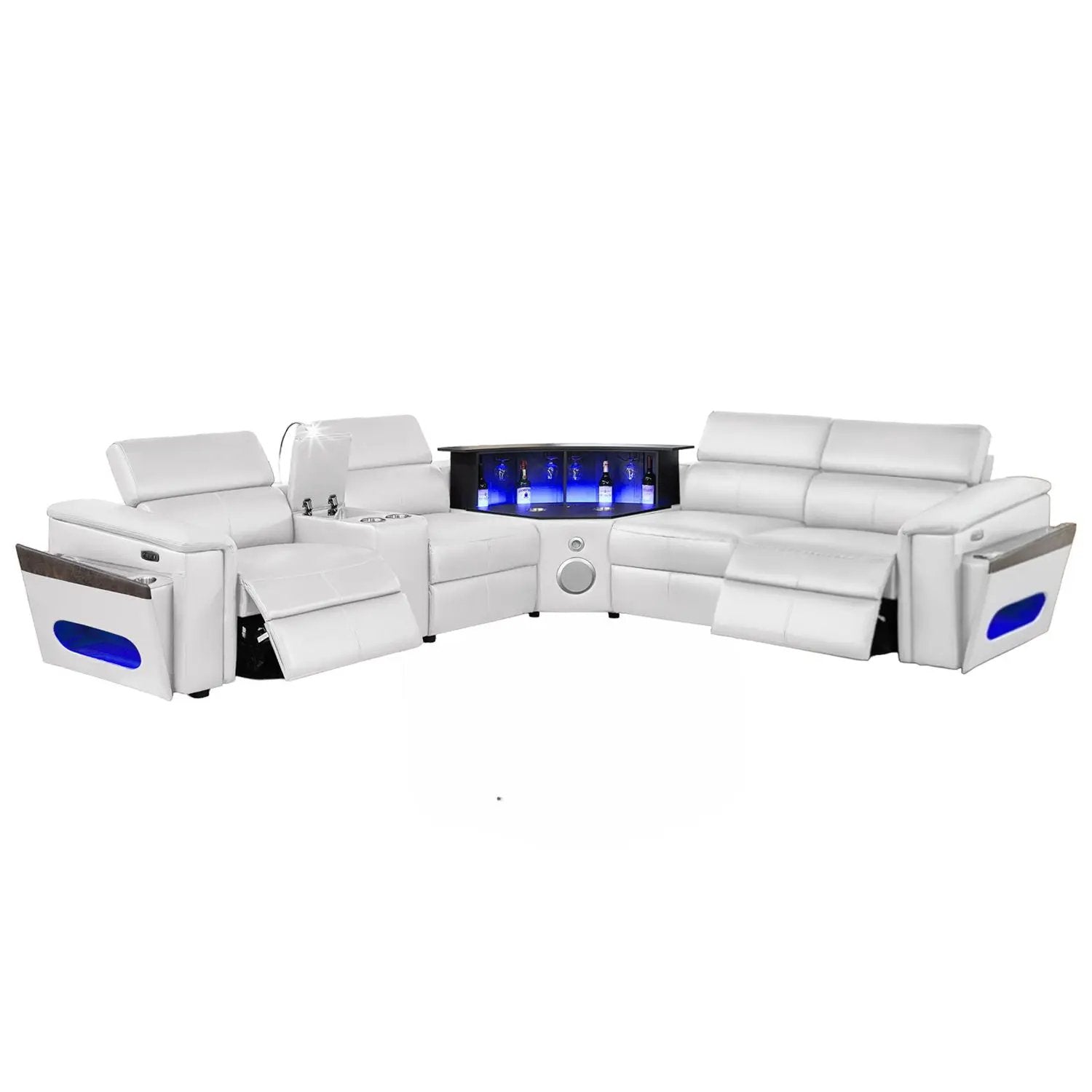 Nova - Sectional With Bluetooth Speaker, LED And Lifting Wine Cabinet by HouseOfZazla