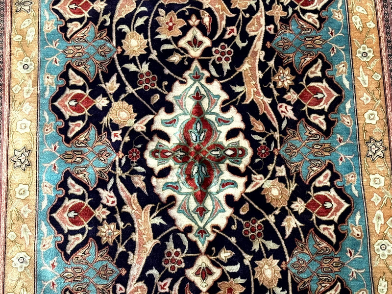 Magnificent Persian Qum Silk Rug 3x5, Exceptionally Fine 780 KPSI, Signed, Rare by Jewel Rugs
