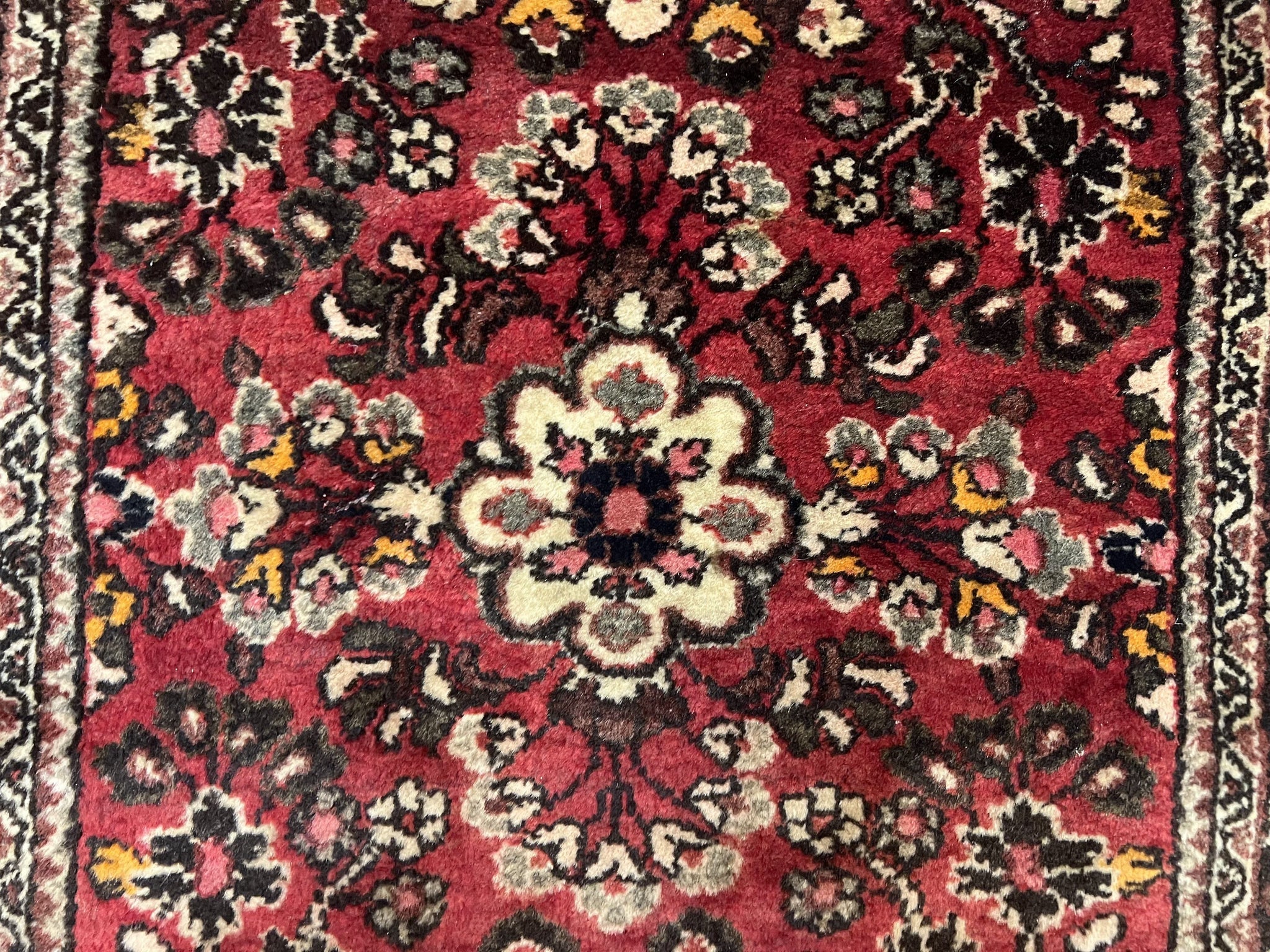 Small Persian Sarouk Rug 2x4 ft, Allover Floral Pattern, Red Black Cream, Hand Knotted Wool Traditional Oriental Carpet, Antique Persian Rug 2 x 4 by Jewel Rugs