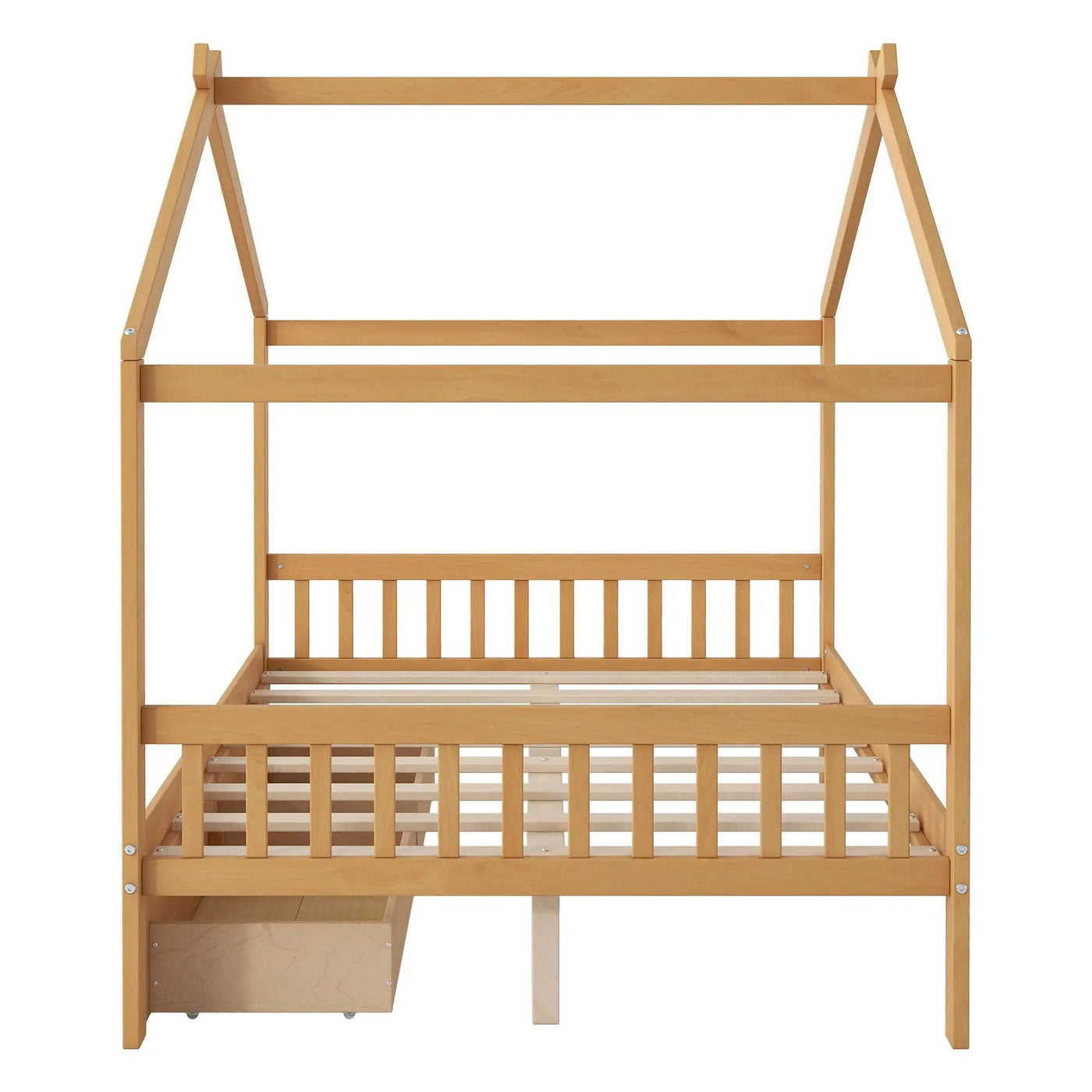 House Style Platform Bed With Headboard, Footboard, 2 Drawers, And Roof Design by HouseOfZazla