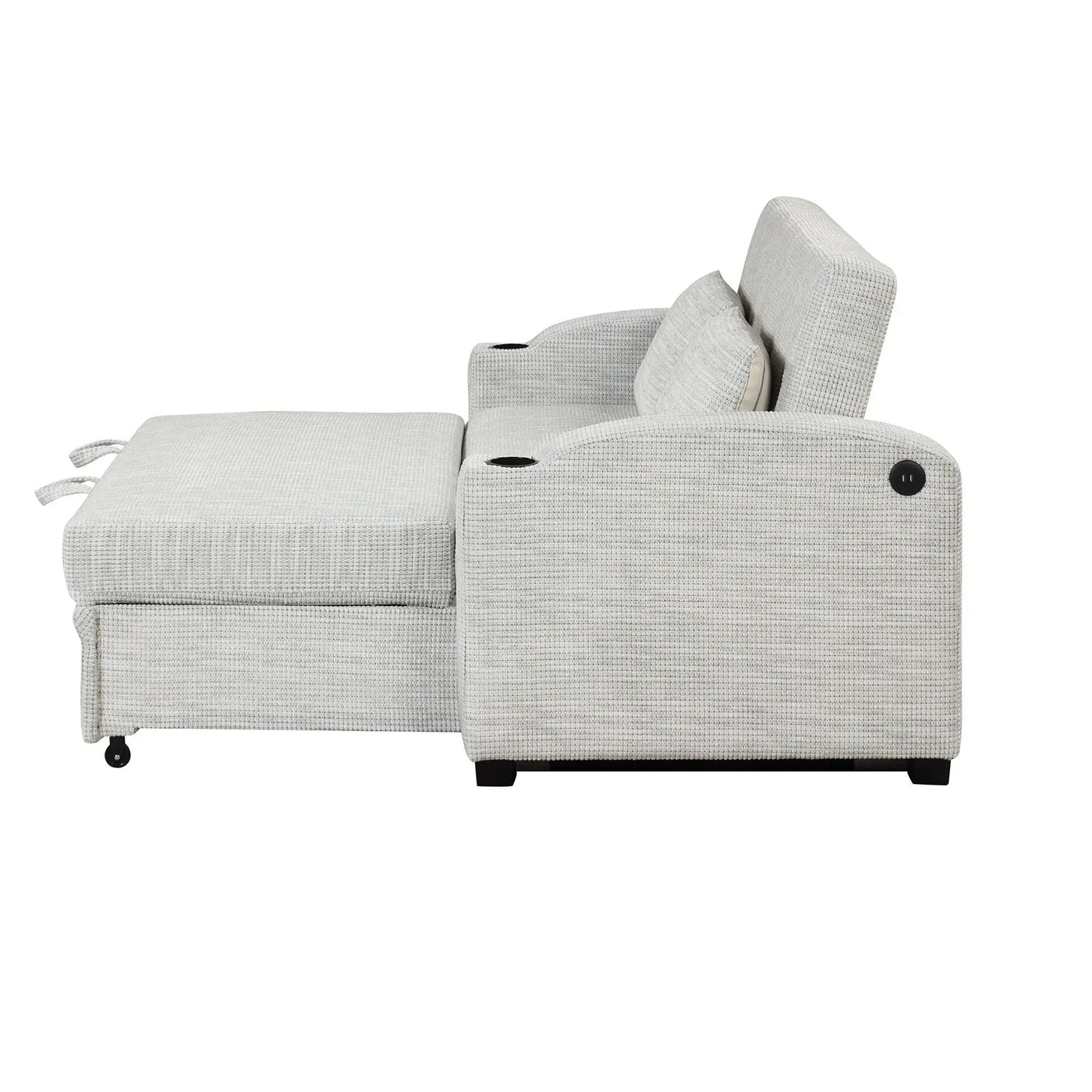 Pull Out Loveseat Sofa With Adjsutable Backrest, 2 Pillows, Cup Holders, USB Ports For Living Room by HouseOfZazla