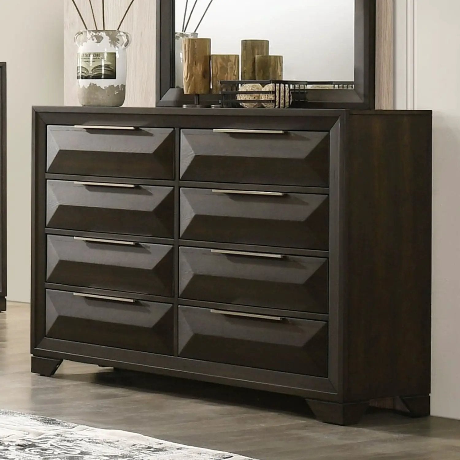 8 Drawer Dresser With Beveled Bracket - Espresso by Unique Piece Furniture