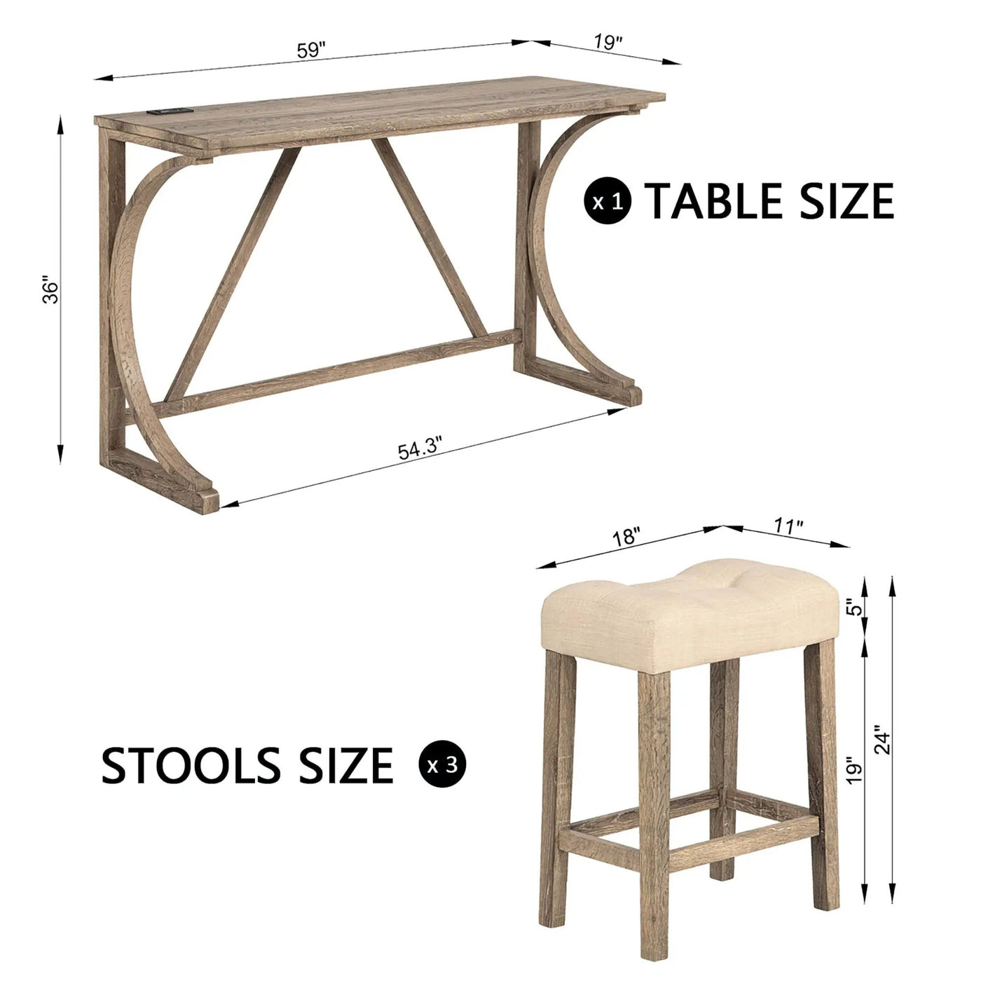 Bar Table Set With 3 Padded Stools by HouseOfZazla