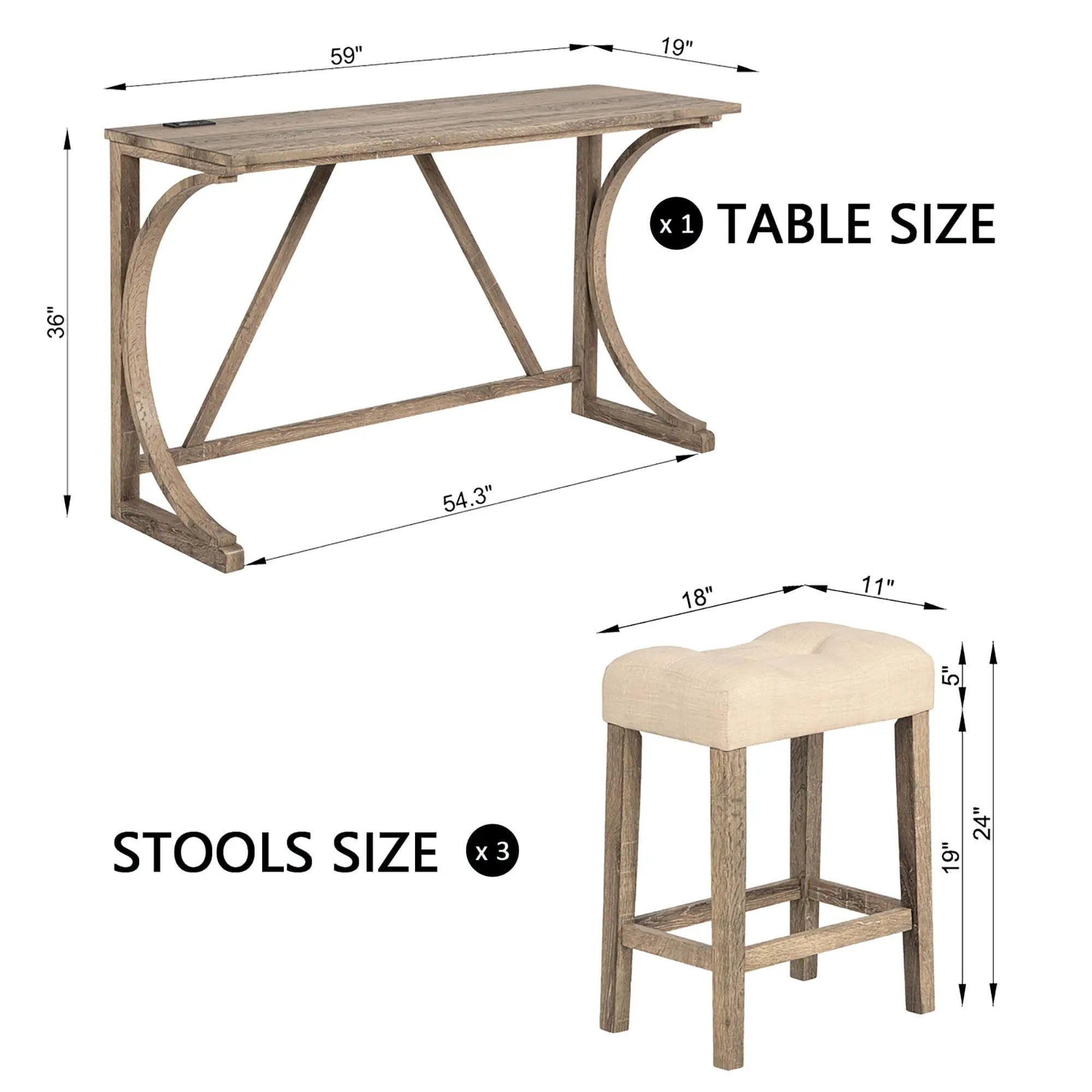 Bar Table Set With 3 Padded Stools by Unique Piece Furniture