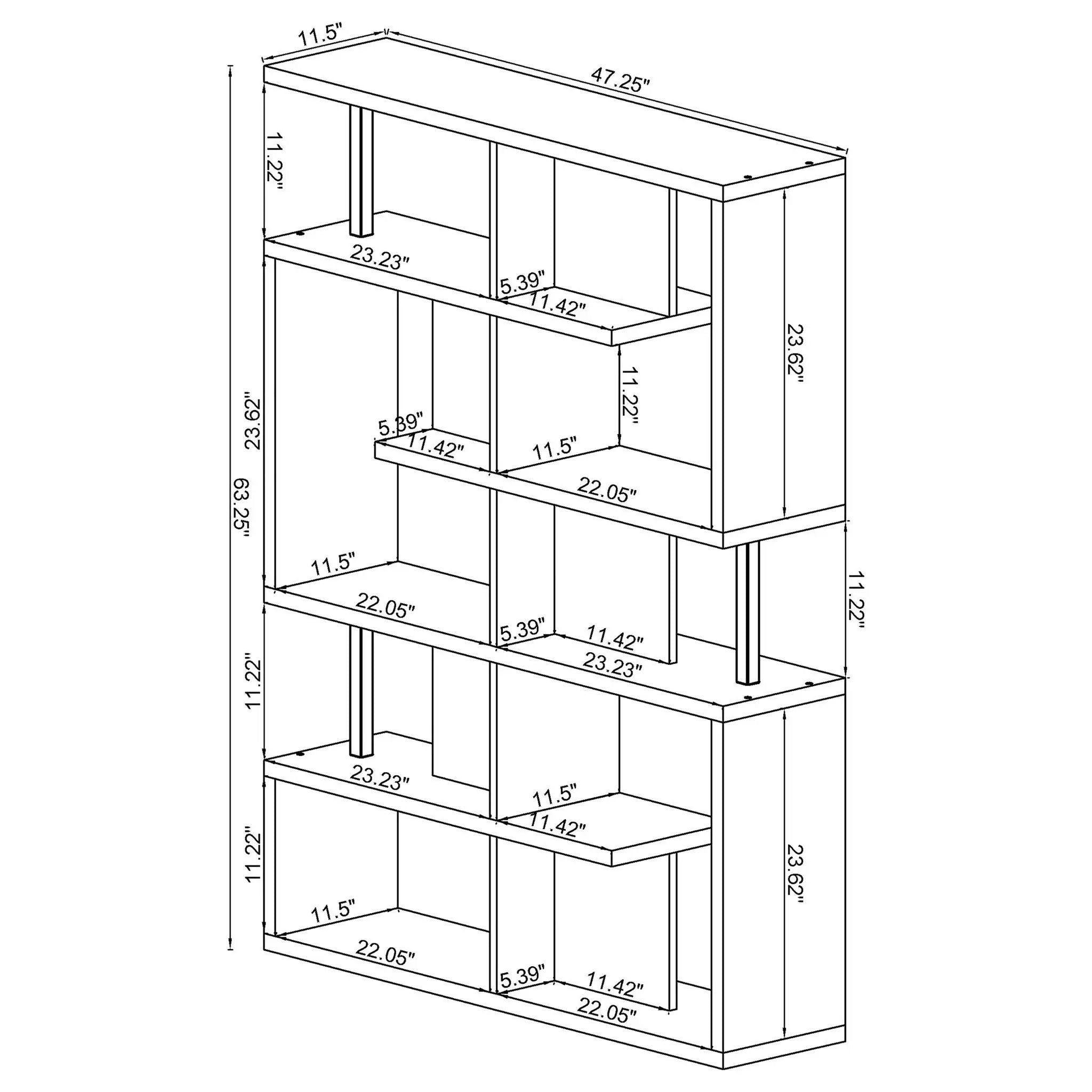 5 Tier Geometric Bookcase - White by HouseOfZazla