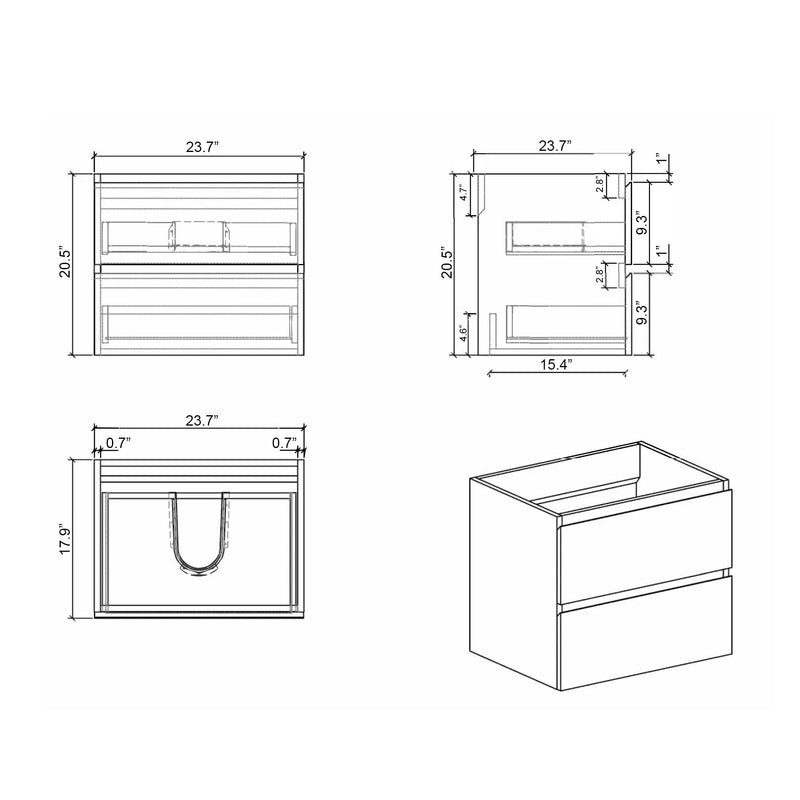 Alice - Bathroom Vanity With Large Storage, Sink Wall Mounted Floating Bathroom Vanity For Modern Bathroom, One-Piece Sink Basin Without Drain And Faucet by HouseOfZazla