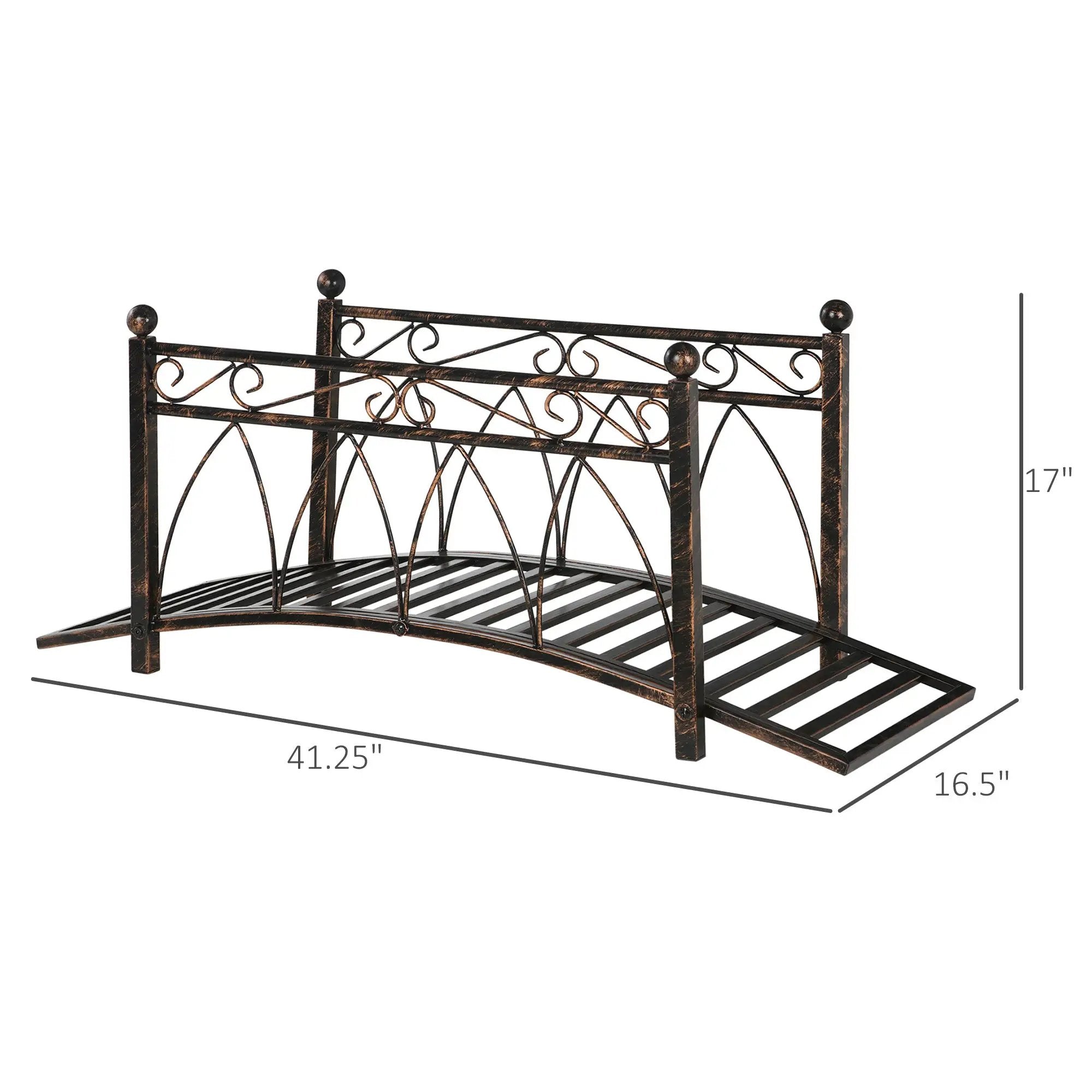 Outsunny 3.3' Metal Arch Zen Garden Bridge with Safety Siderails by HouseOfZazla
