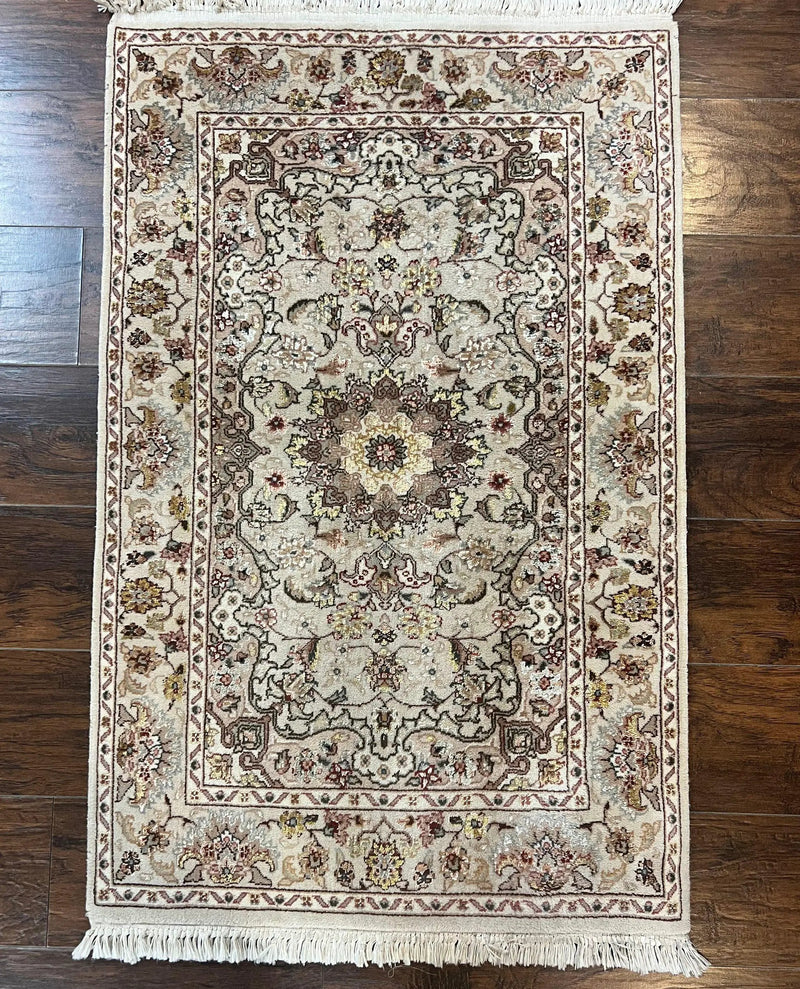 Sino Persian Rug 2.5 x 4, Hand Knotted Oriental Carpet, Small Persian Rug, Floral Medallion, Wool, Vintage by Jewel Rugs