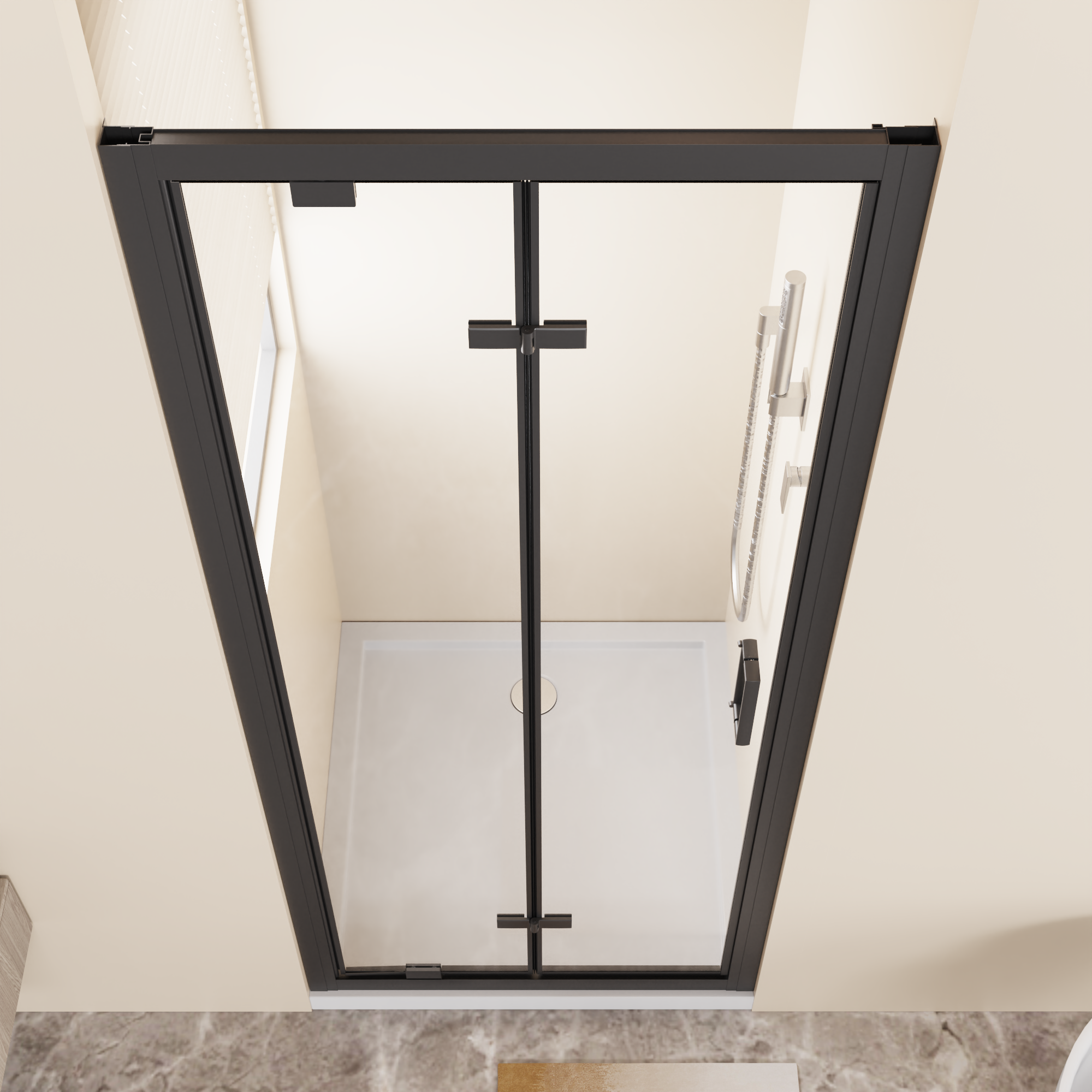 Framed Bi-Fold Pivot Shower Door 30"x72" Space-Saving Folding Shower Enclosure by HouseOfZazla
