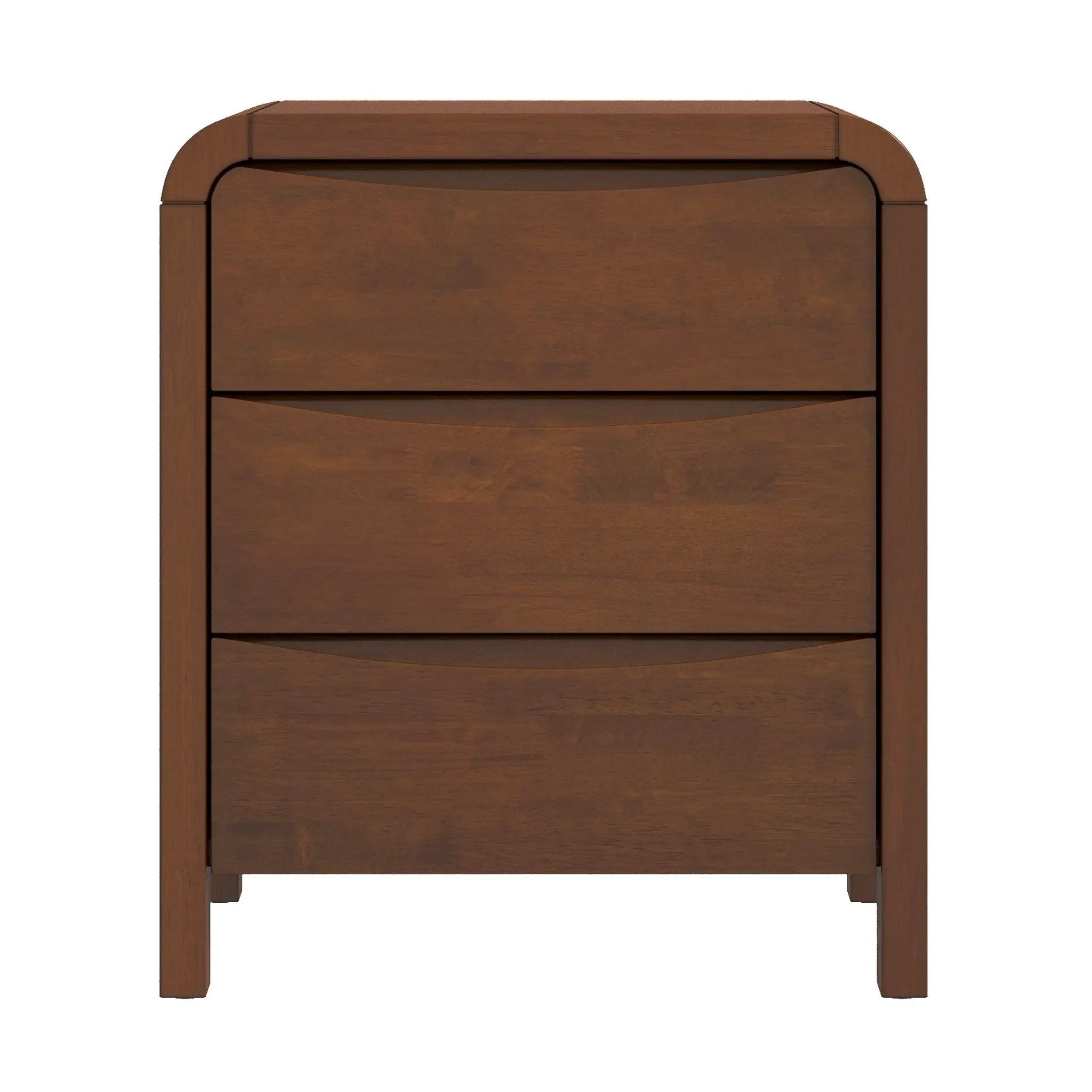 Lionel - Nightstand 3 Drawer Bed Side Table - Brown by HouseOfZazla