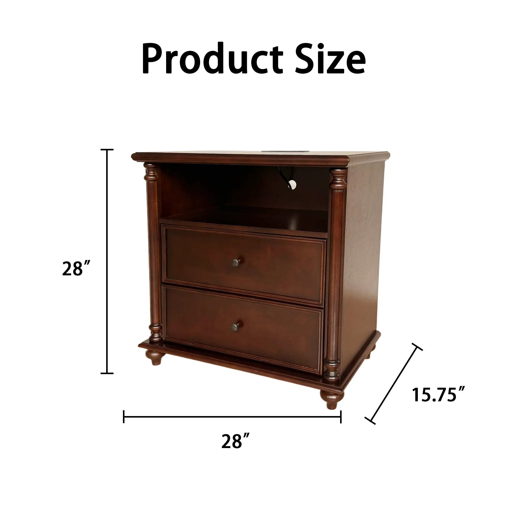 28" Nightstand with Charging Station, Rustic by HouseOfZazla