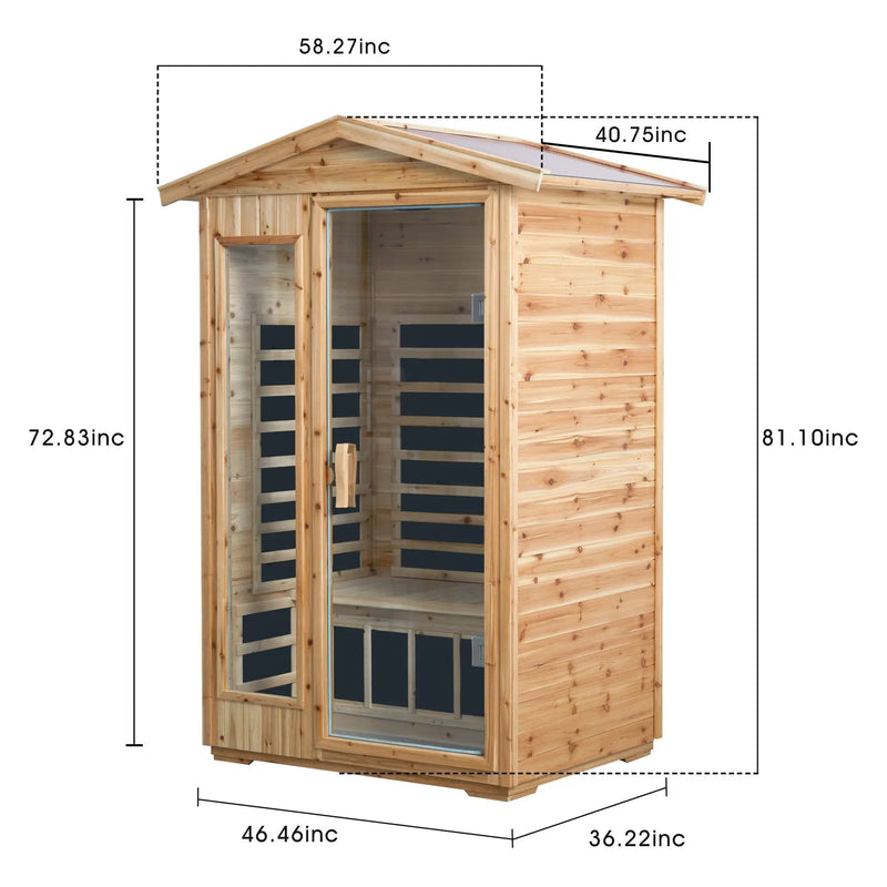 Two Person Far Infrared Old Fir Outdoor Sauna Room with Bluetooth and LED Lighting by HouseOfZazla