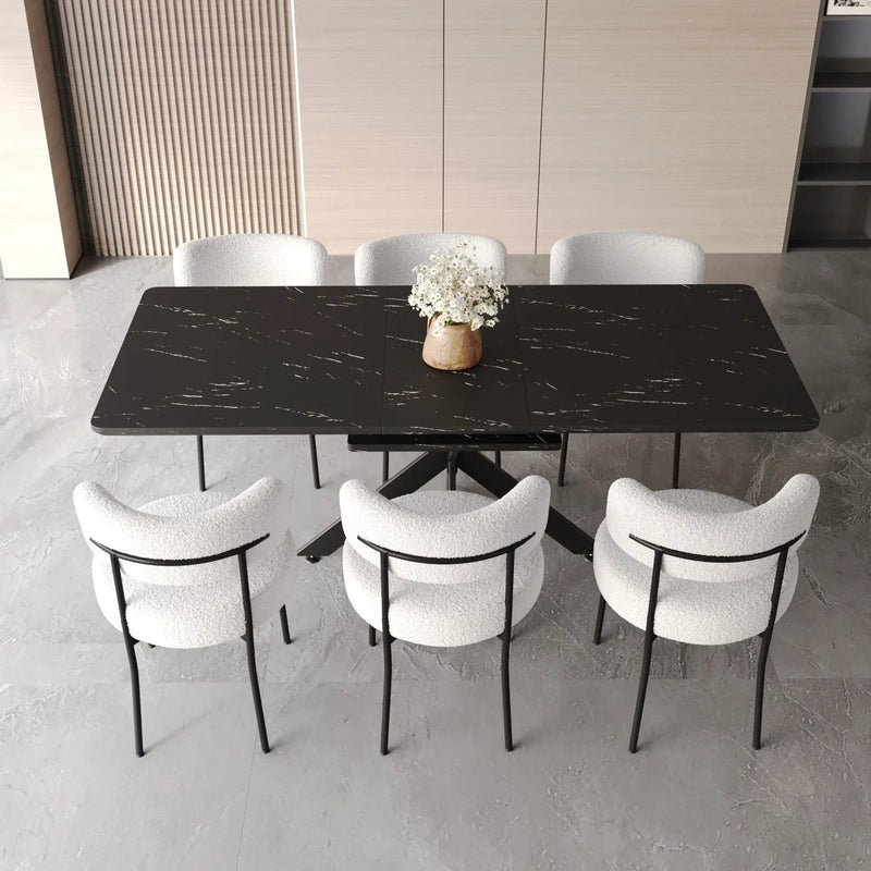 Extendable Dining Table Set With Curved Backrest Upholstered Chairs by Unique Piece Furniture