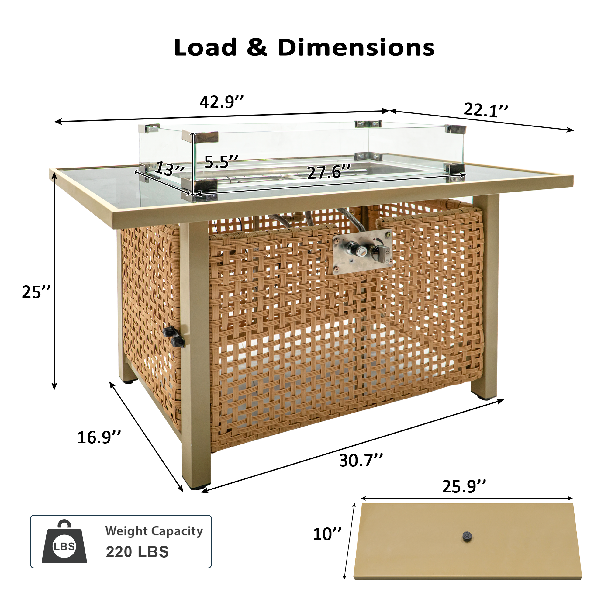 K&K 43' Propane Gas Fire Pit Table by HouseOfZazla