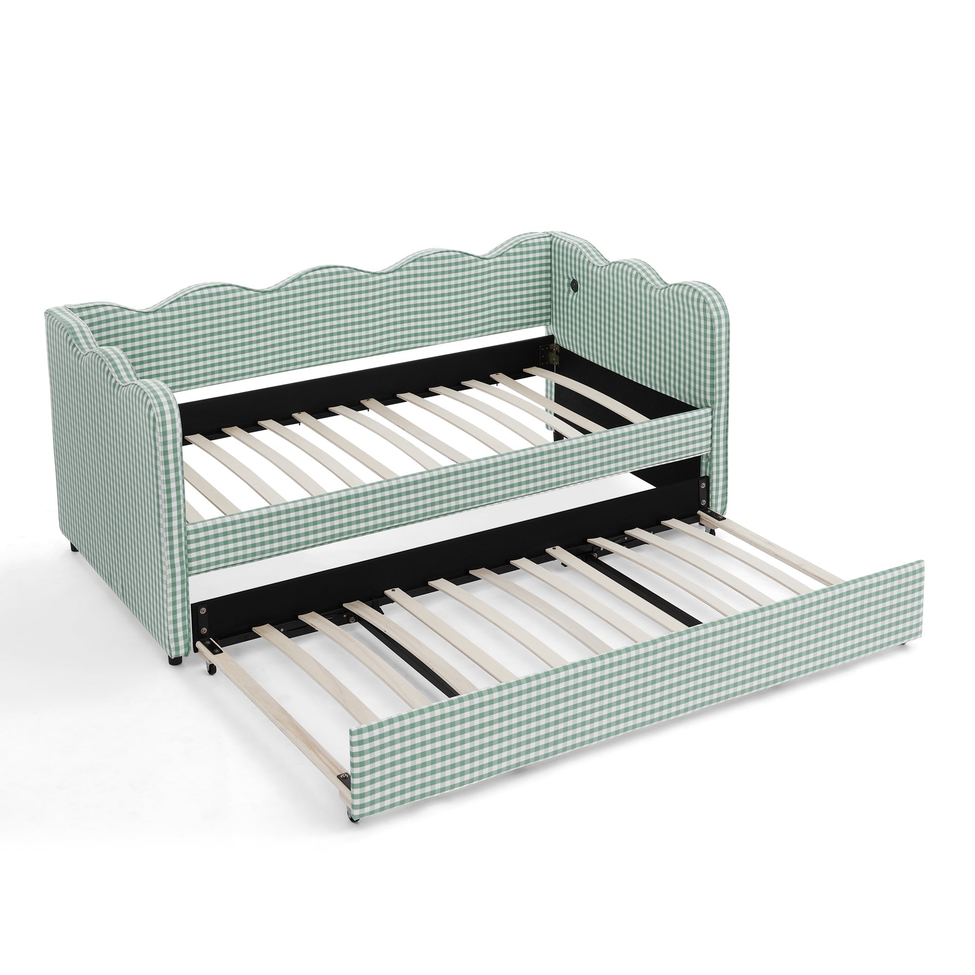Cozy Gingham Daybed with Trundle Twin Size Sofa Bed No Box Spring Needed by HouseOfZazla