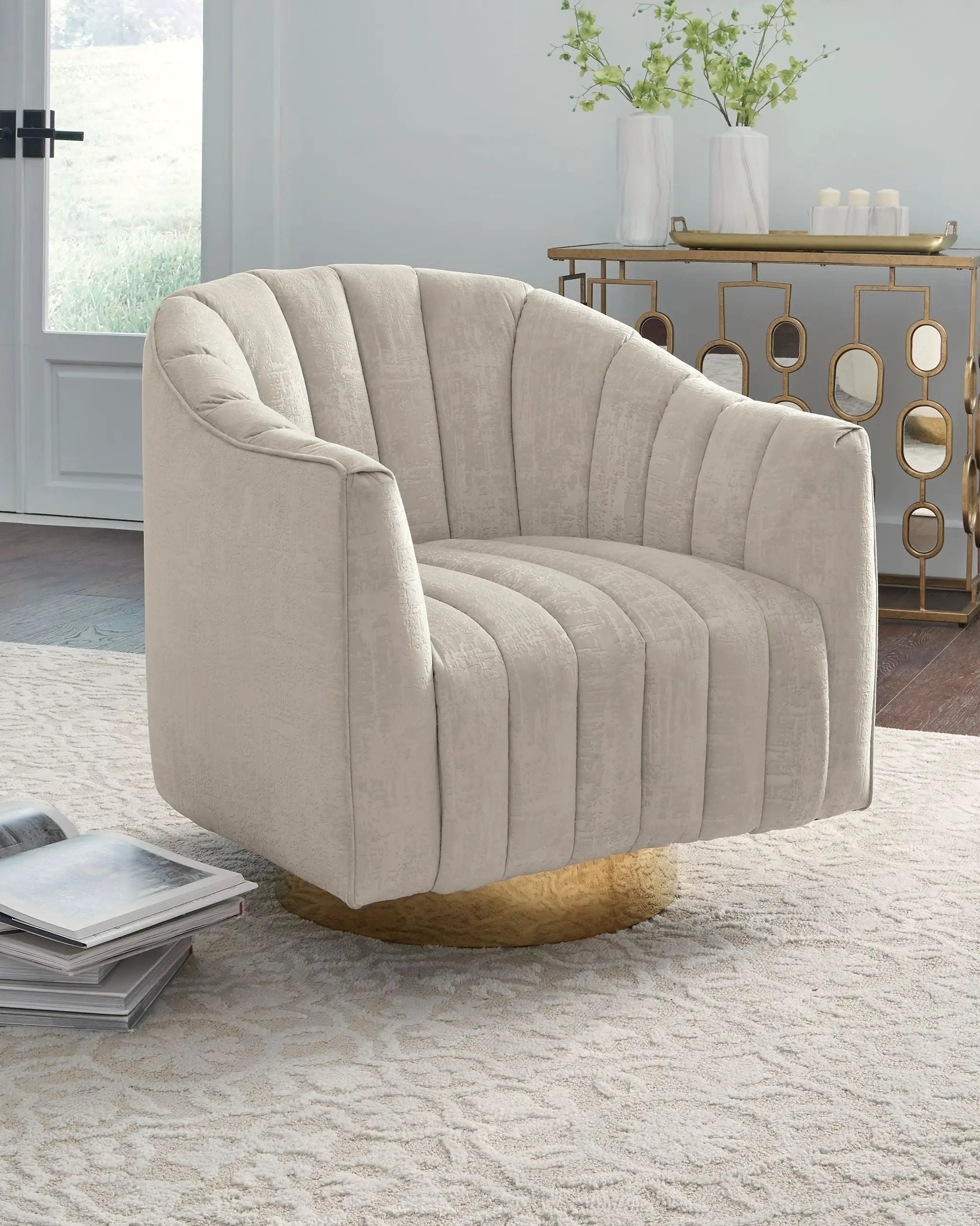 Penzlin - Swivel Accent Chair - Pearl by Unique Piece Furniture