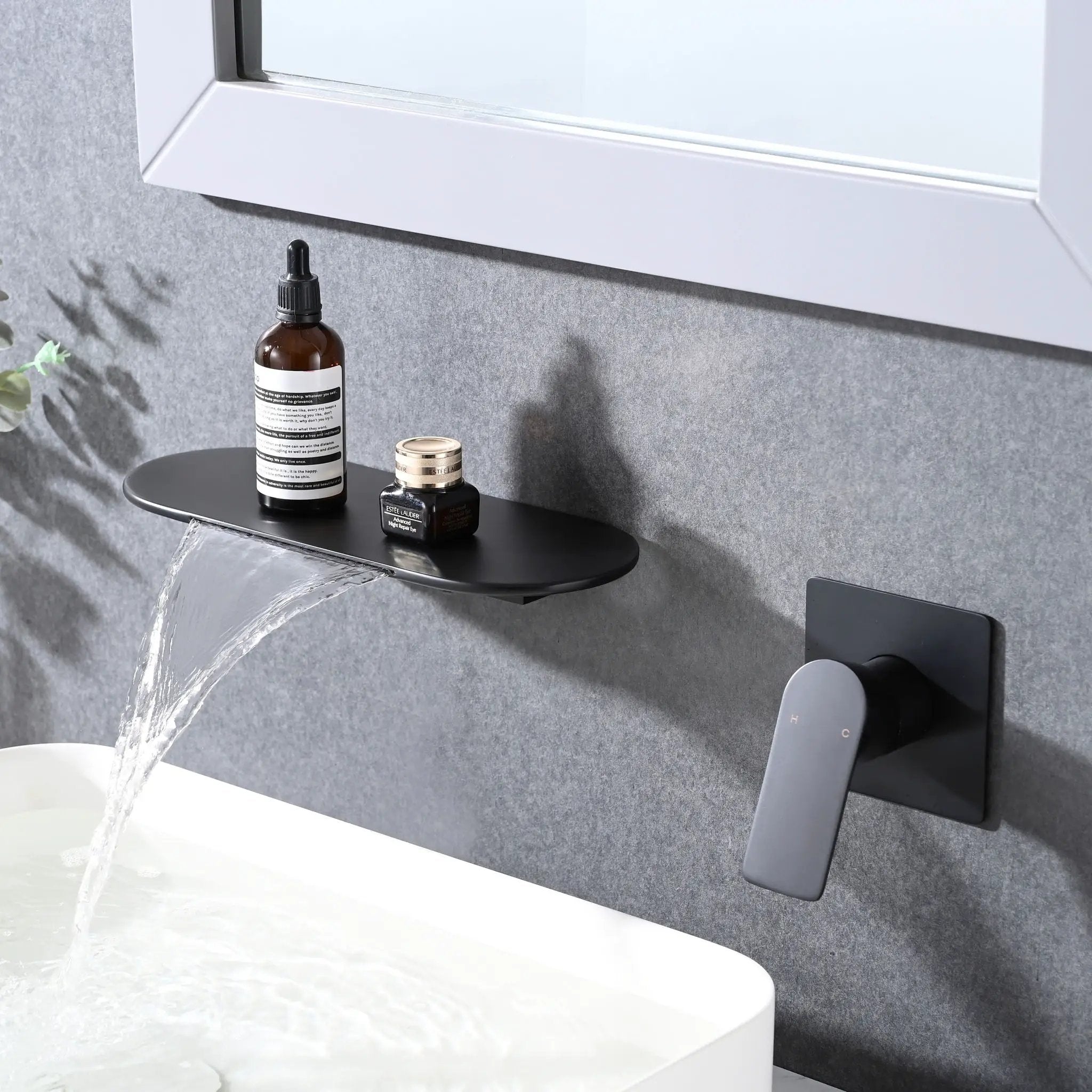 Modern Wall Mount Bathtub Faucet Single Handle With Waterfall Tub Spout And Rough by HouseOfZazla
