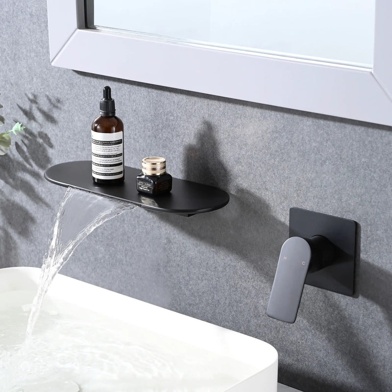 Modern Wall Mount Bathtub Faucet Single Handle With Waterfall Tub Spout And Rough by HouseOfZazla