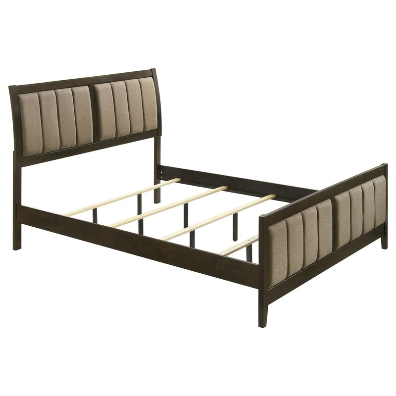 Clement - Upholstered Eastern King Bed - Dark Brown by HouseOfZazla