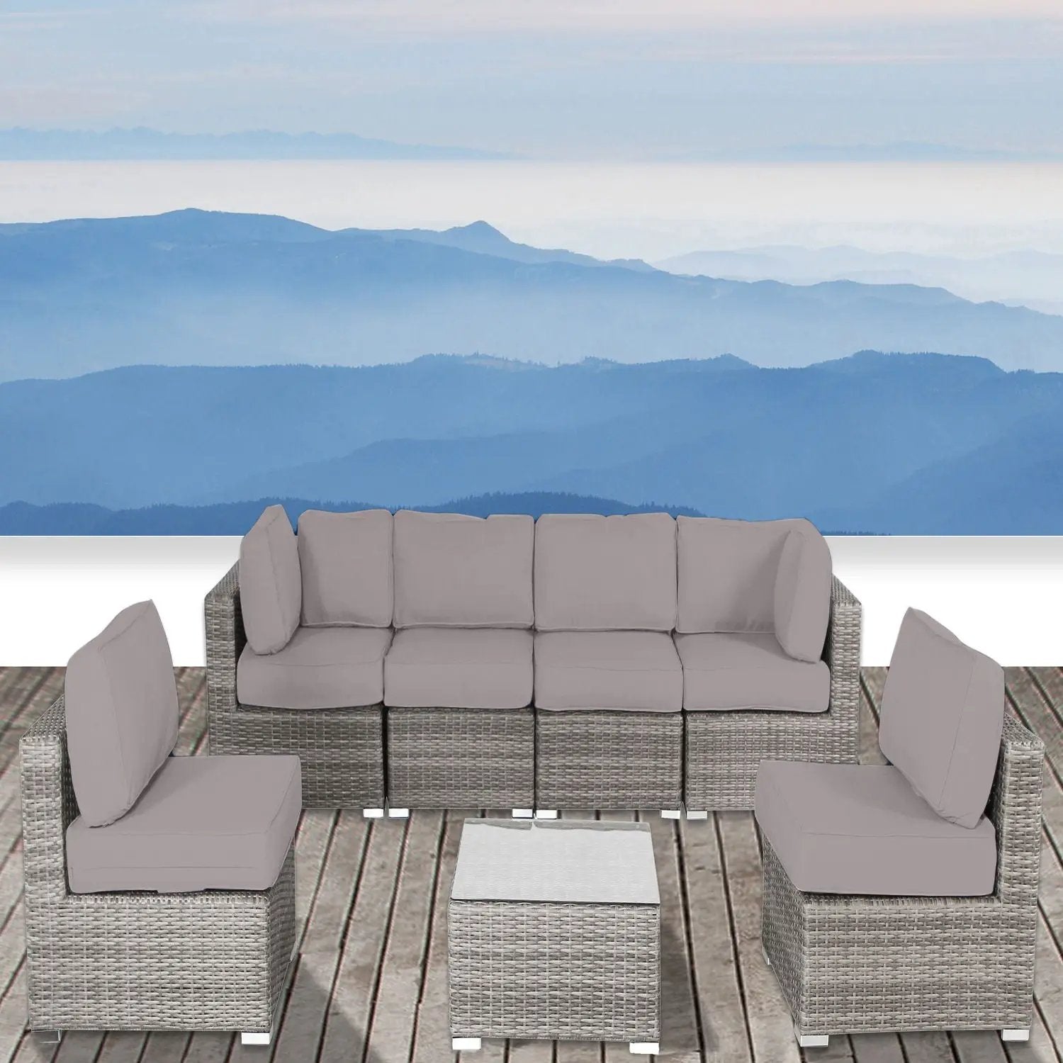 Seating Set With Cushions Handcrafted Wicker Design by Unique Piece Furniture
