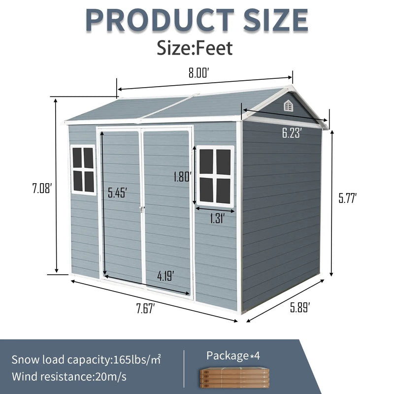 Resin Outdoor Storage Shed Waterproof Shed With Floor & Two Windows & Lockable Door, Tool Shed For Garden, Patio, Backyard by HouseOfZazla
