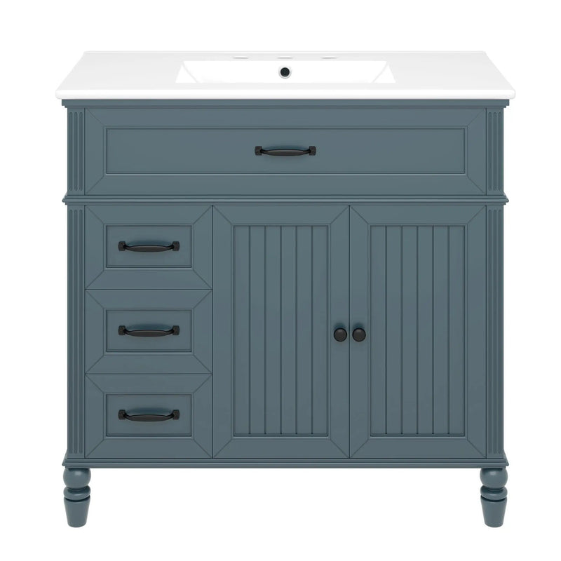 Bathroom Vanity With Sink, 2 Doors 2 Drawers, Freestanding Design by HouseOfZazla