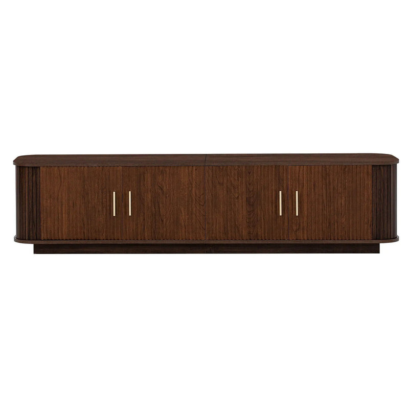 70" TV Stand With Ample Storage, Refined Curved Corners - Dark Brown by Unique Piece Furniture