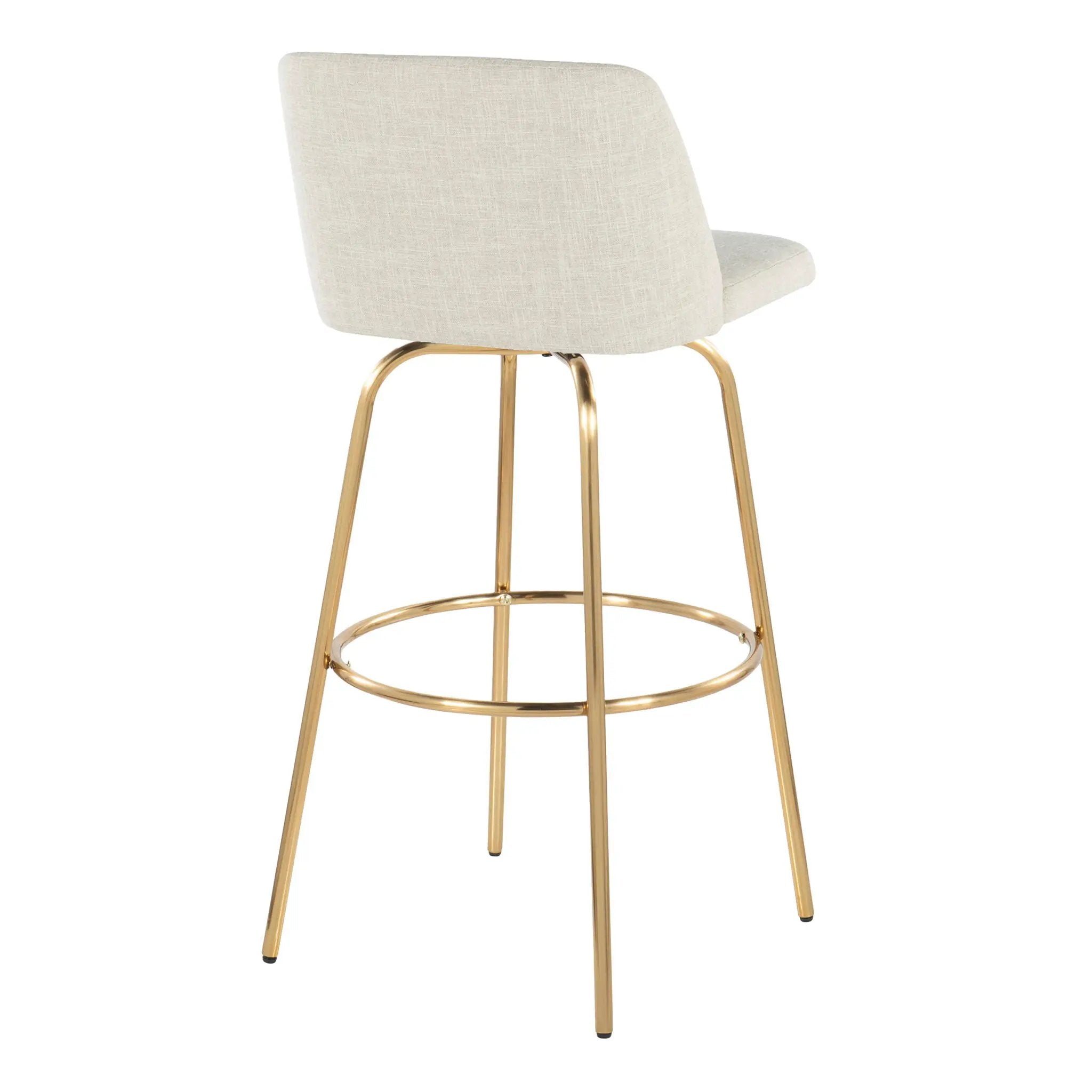 Toriano - Contemporary Fixed Height Barstool With Swivel And Round Footrest (Set of 2) by HouseOfZazla