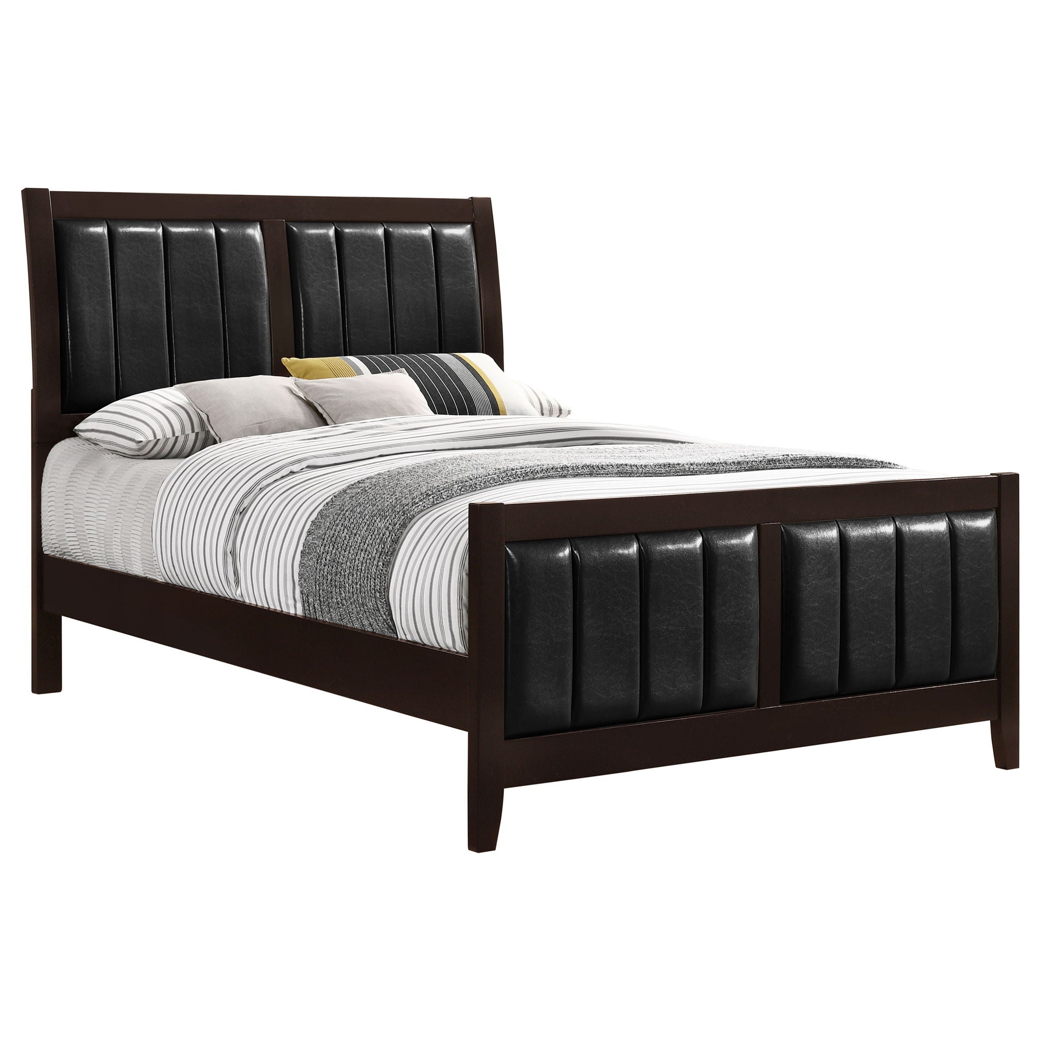 California King Upholstered Panel Bed With Headboard And Footboard - Cappuccino by HouseOfZazla