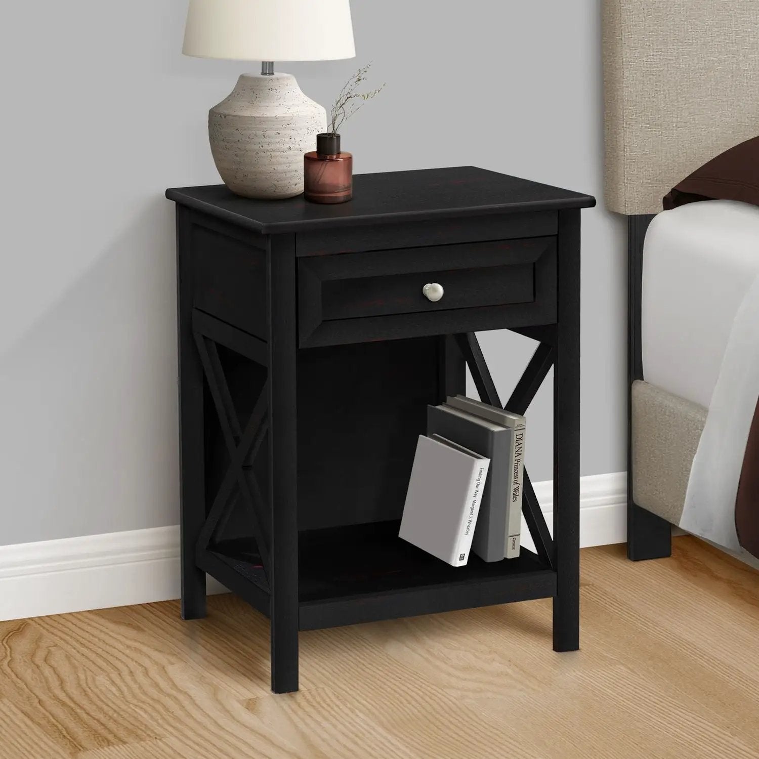Accent End Table, 2 Tier, Storage Drawer, Transitional Style by Unique Piece Furniture