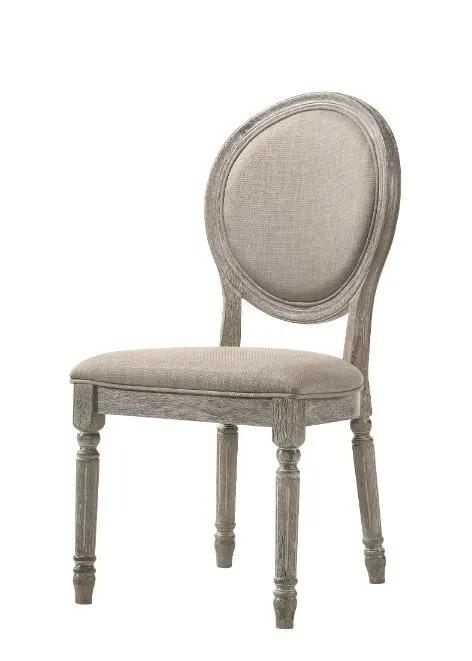 Faustine - Side Chair (Set of 2) - Tan Fabric & Salvaged Light Oak by Unique Piece Furniture